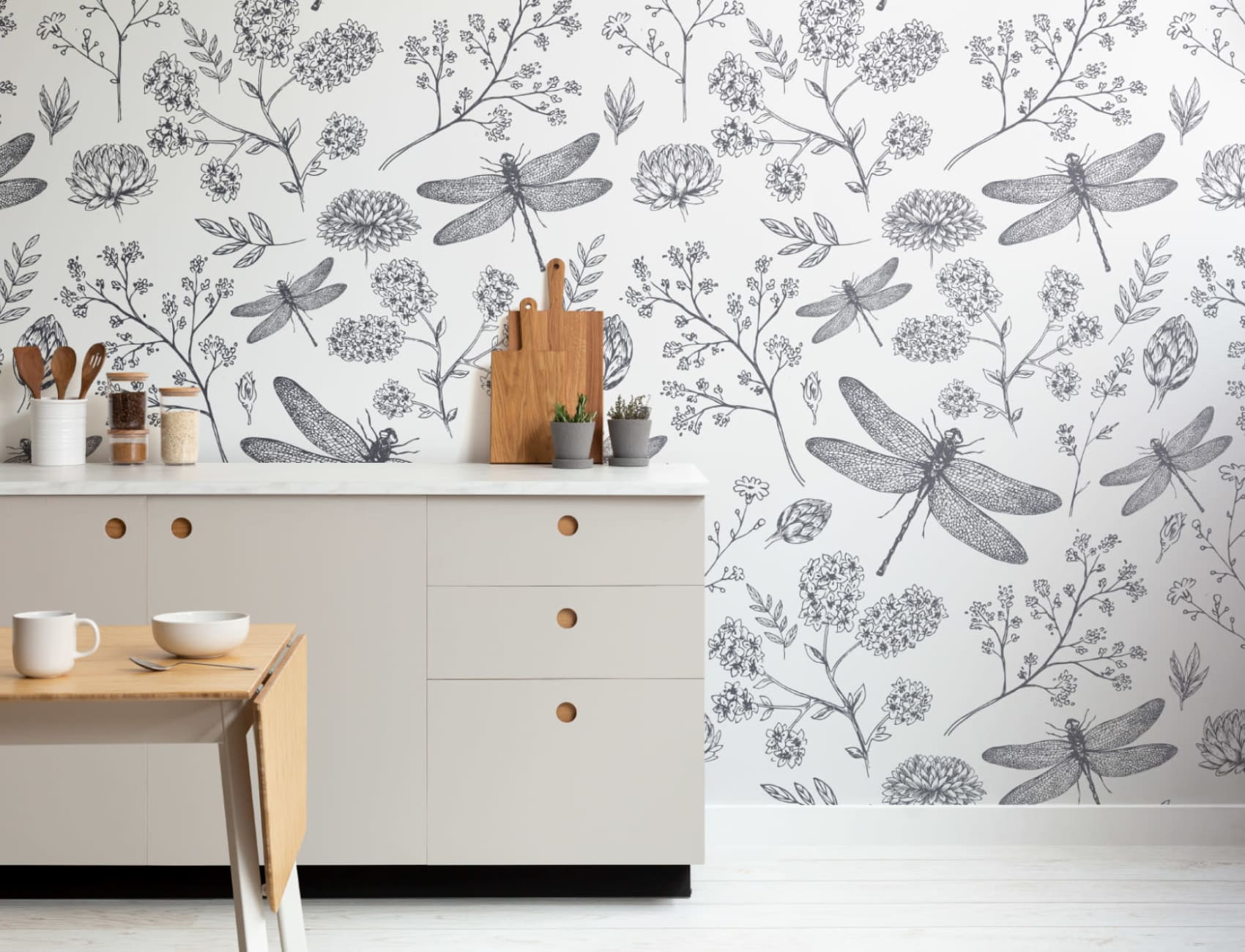 Dragonfly Illustration Wallpaper Mural
