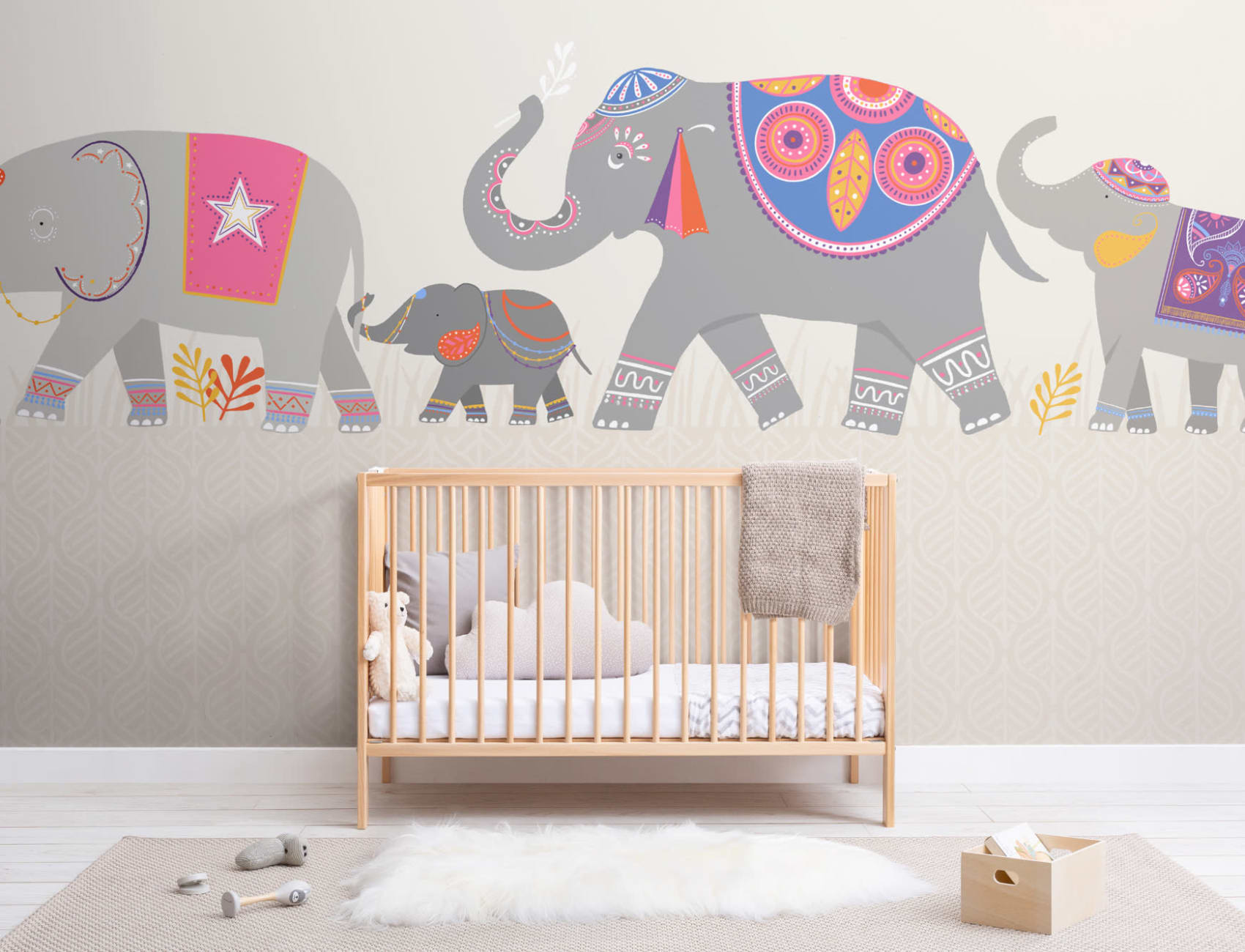Söt färgglad indisk elefant barn fototapet