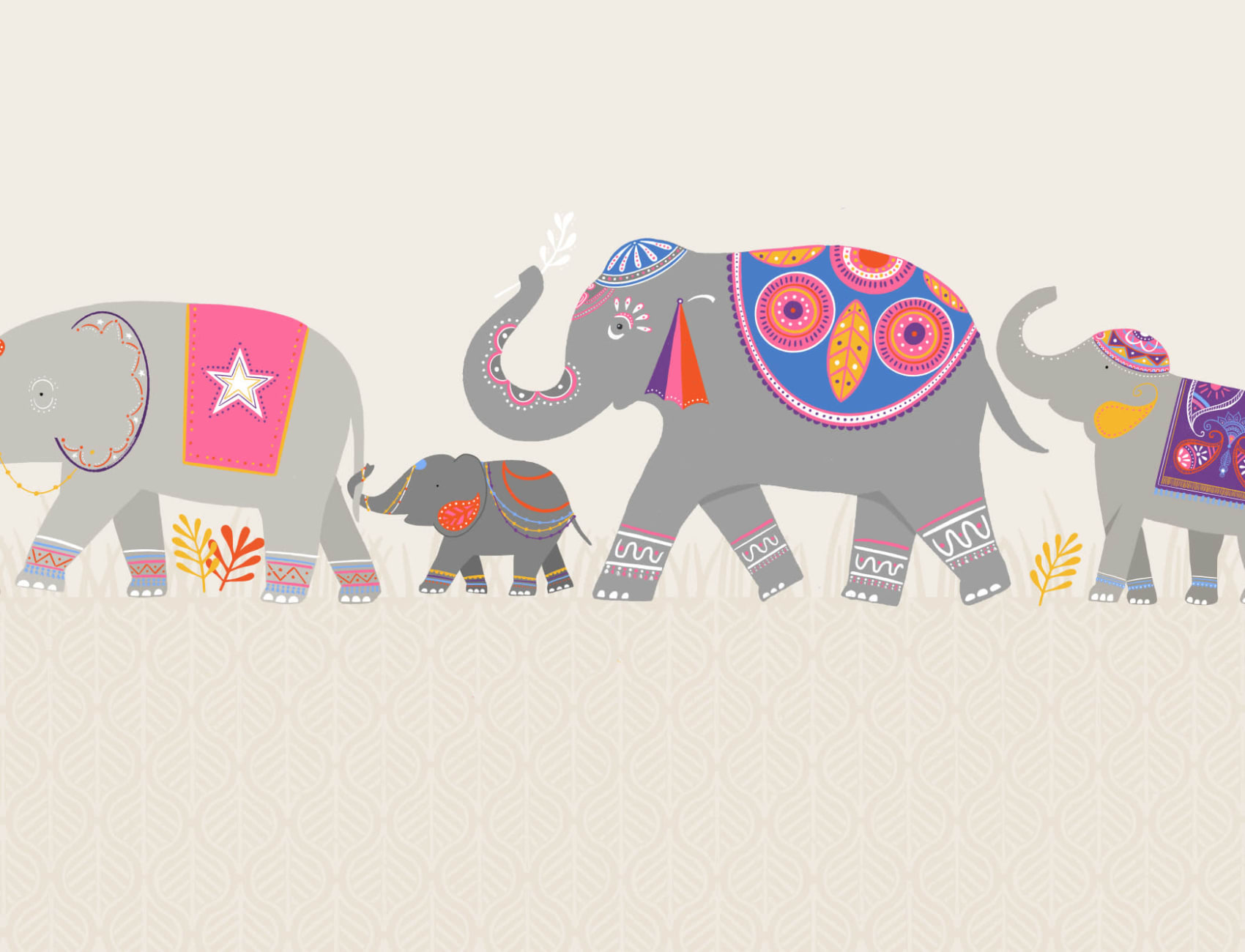 Söt färgglad indisk elefant barn fototapet