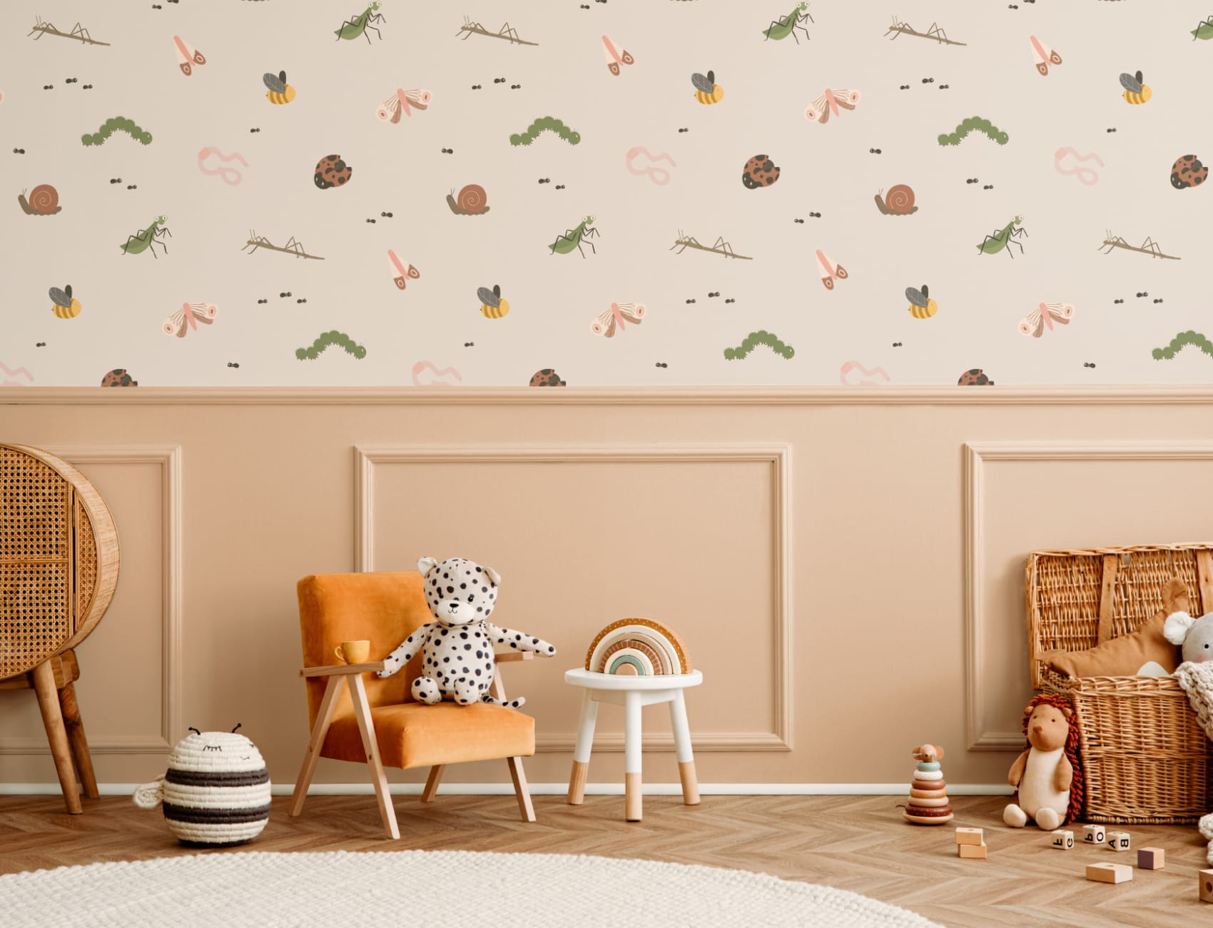 Kids Cute Bugs and Insects Repeat Pattern Wallpaper