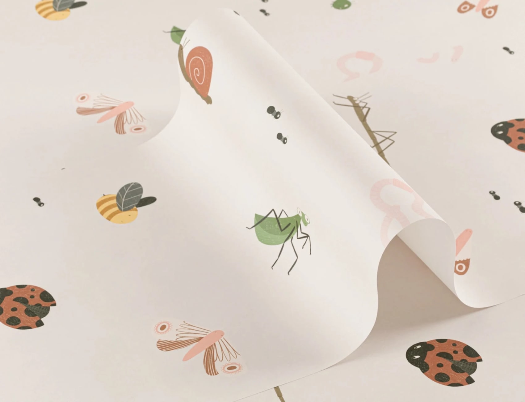 Kids Cute Bugs and Insects Repeat Pattern Wallpaper