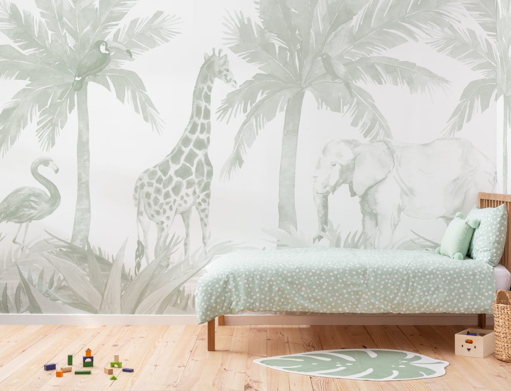 Groene aquarel Jungle Behang muurschildering