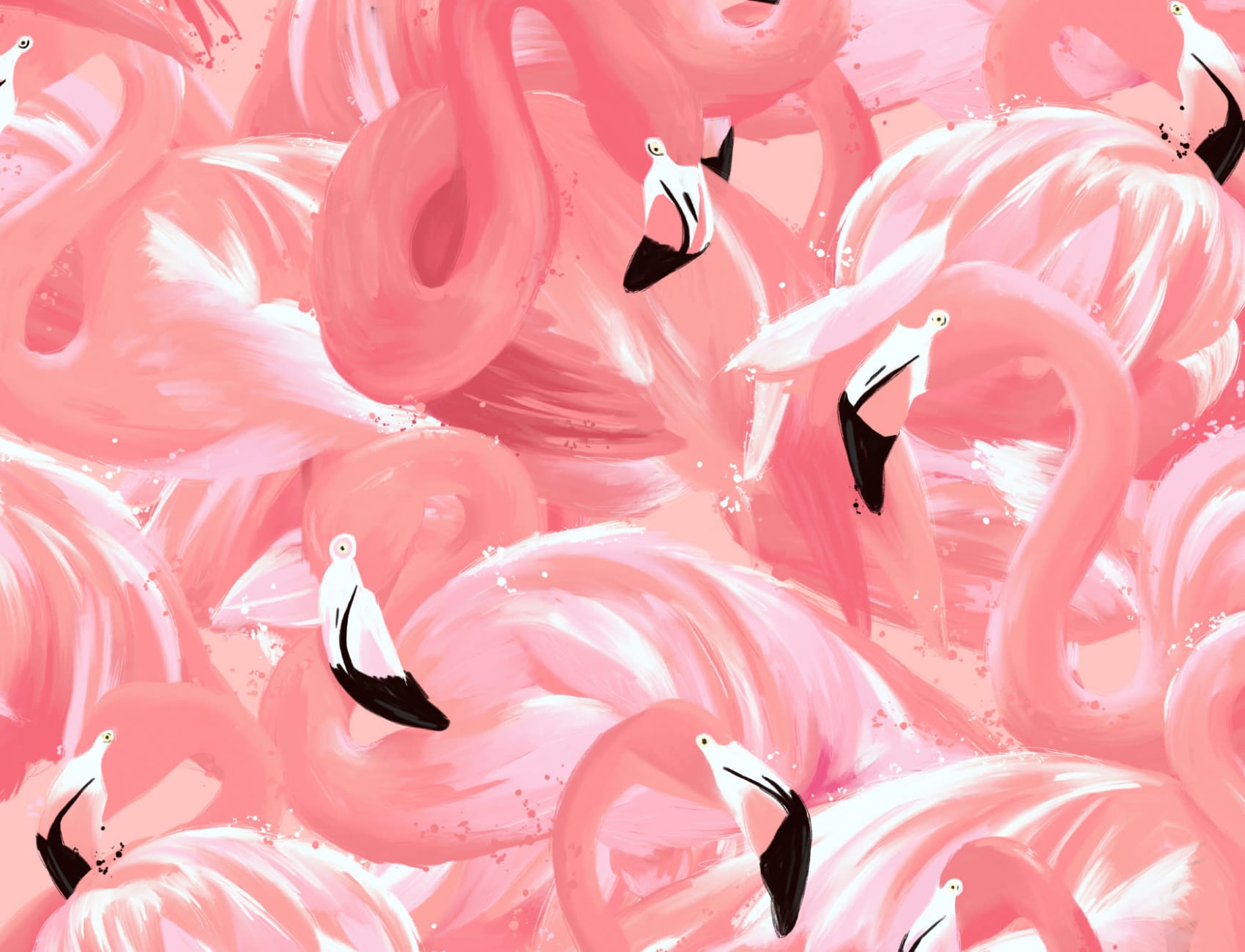Pink Flamingo Bird Pattern Wallpaper Mural