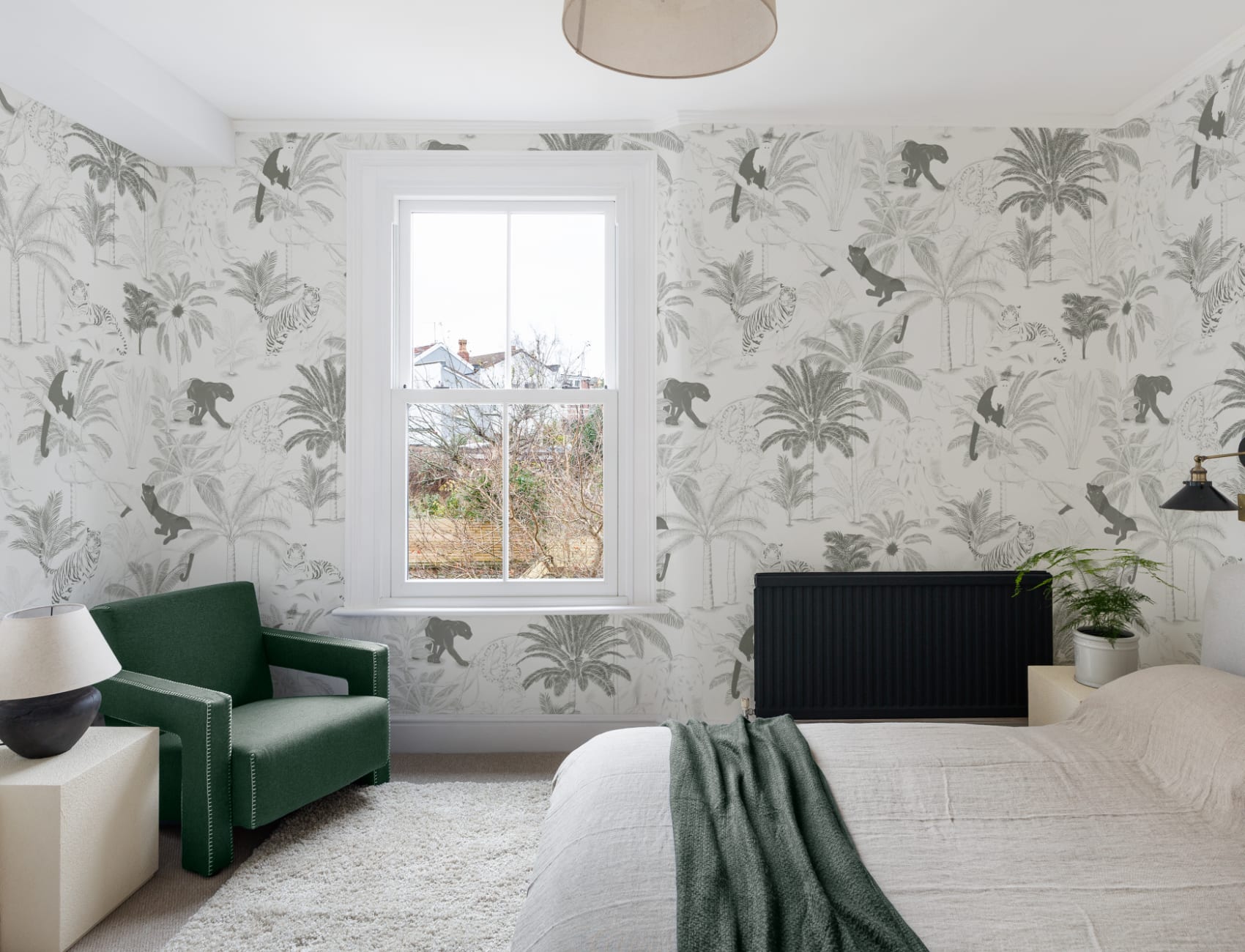 Sophisticated Minimal Jungle Animals Pattern Wallpaper Mural