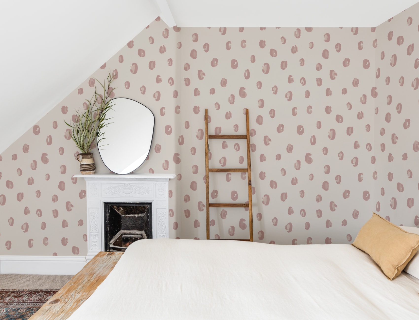 Rosa och neutral akvarell Leopard Print Repeat Pattern Wallpaper