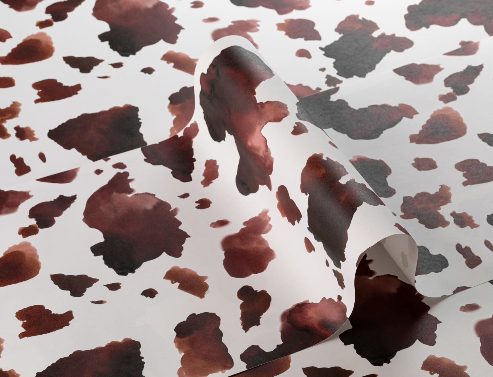 Painted Brown Cow Print Repeat Pattern Wallpaper
