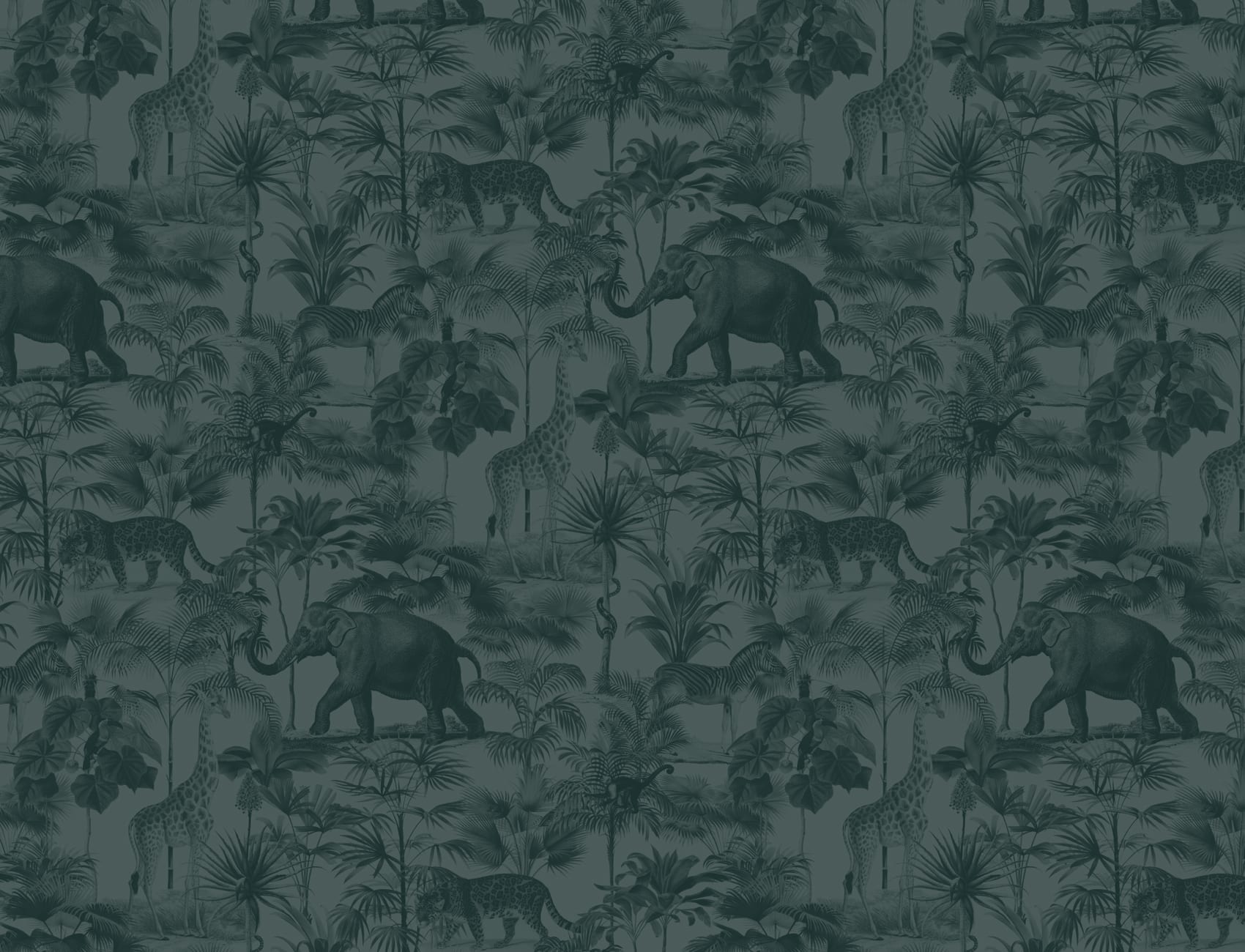 Teal Tropical Tonal Jungle Animal Wallpaper