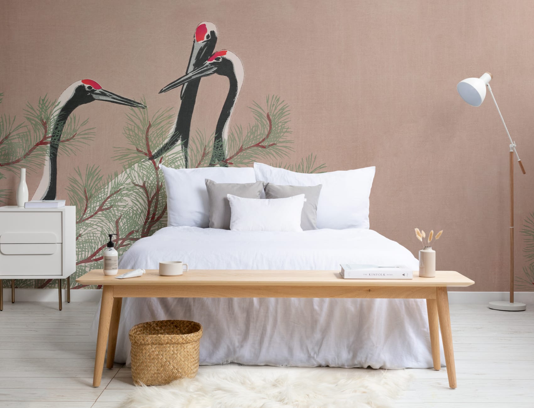 Cranes de Kamisaka Sekka Pictura japoneză Wallpaper Mural