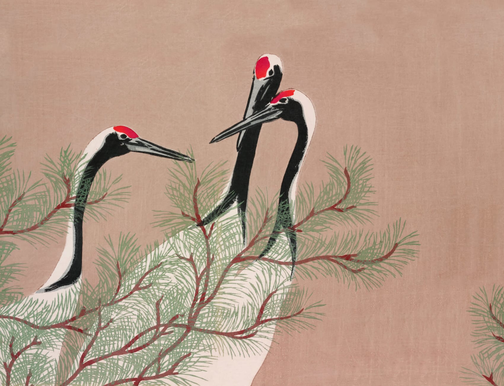 Cranes de Kamisaka Sekka Pictura japoneză Wallpaper Mural