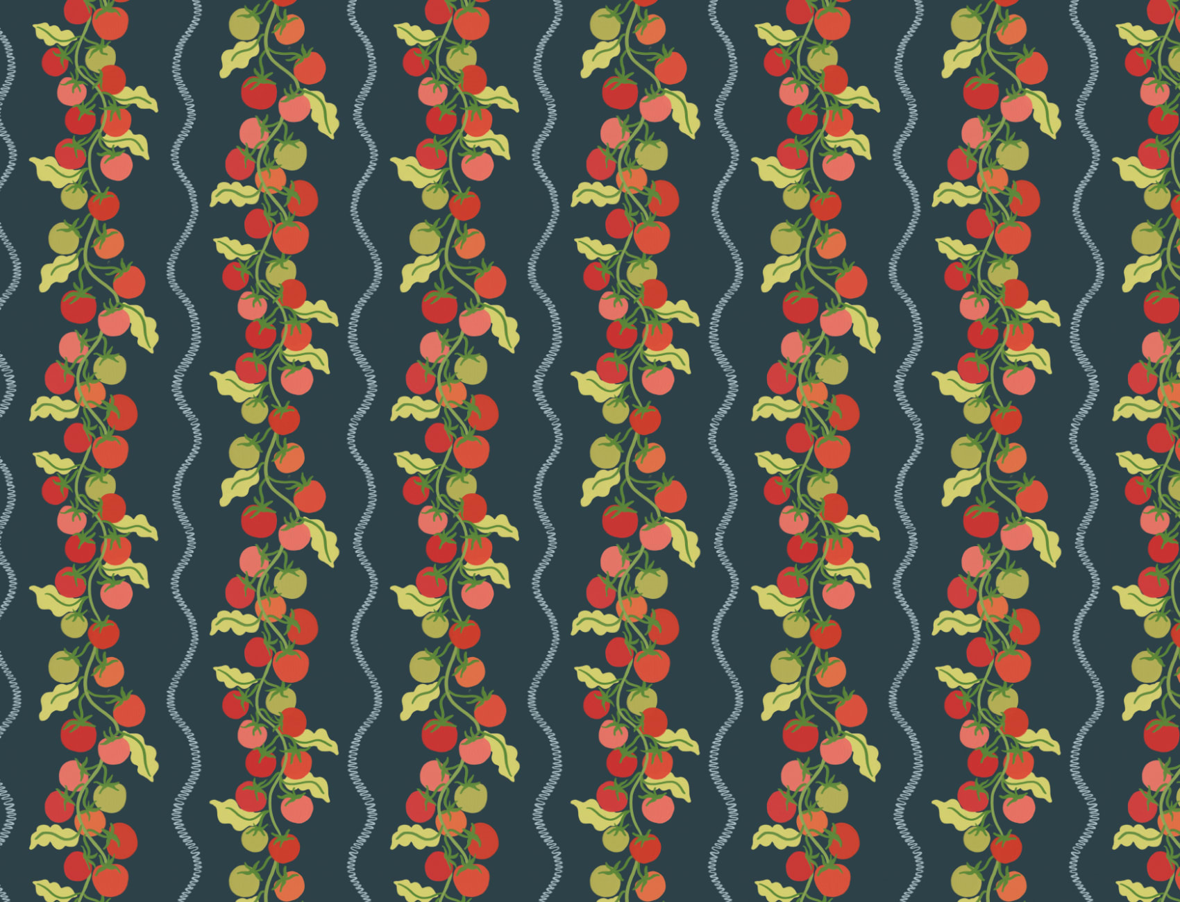 Dark Vine Tomato Botanical Striped Mural