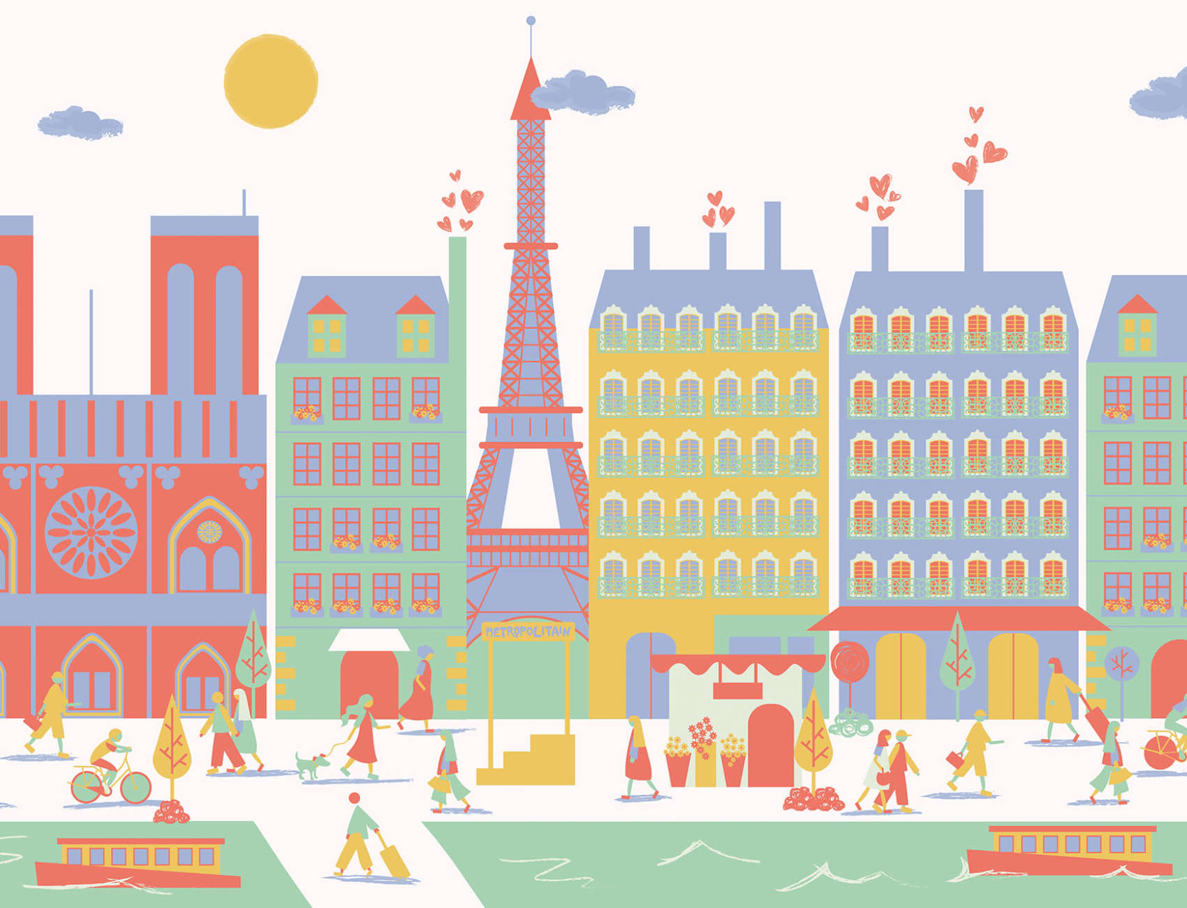 Paris City Living Wallpaper Mural
