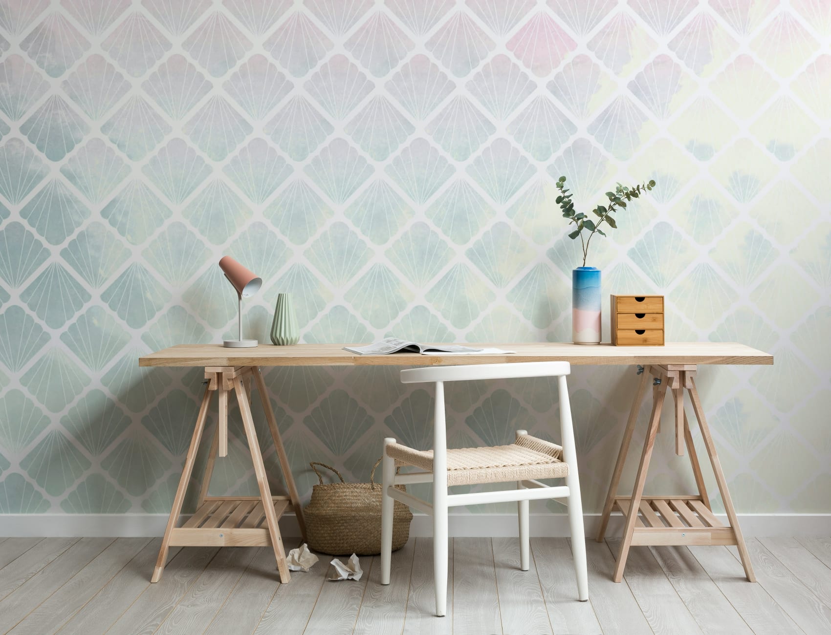 Ombre Mermaid Scale Seashell Wallpaper Mural