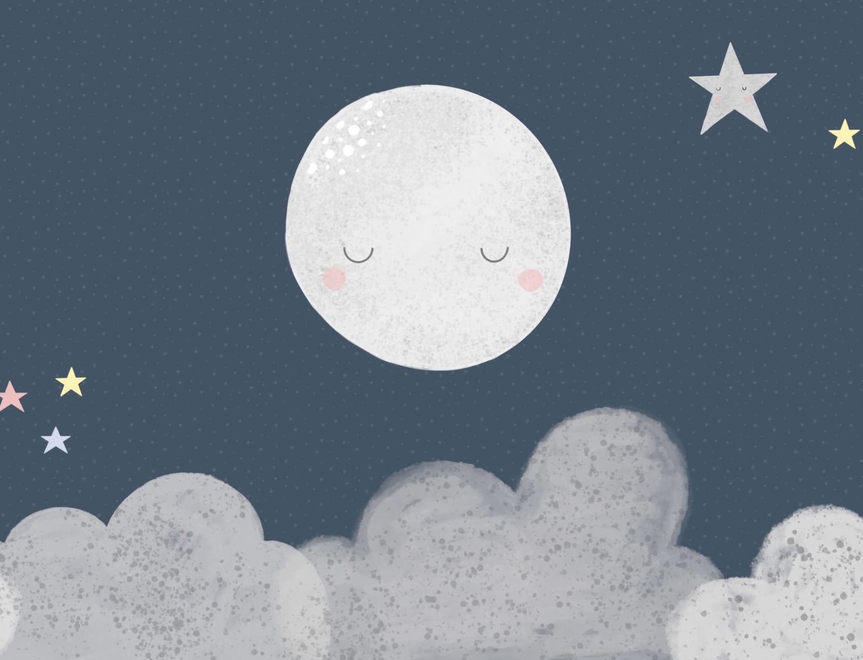 Kids Cute Navy Night Sky Moon Wallpaper Mural