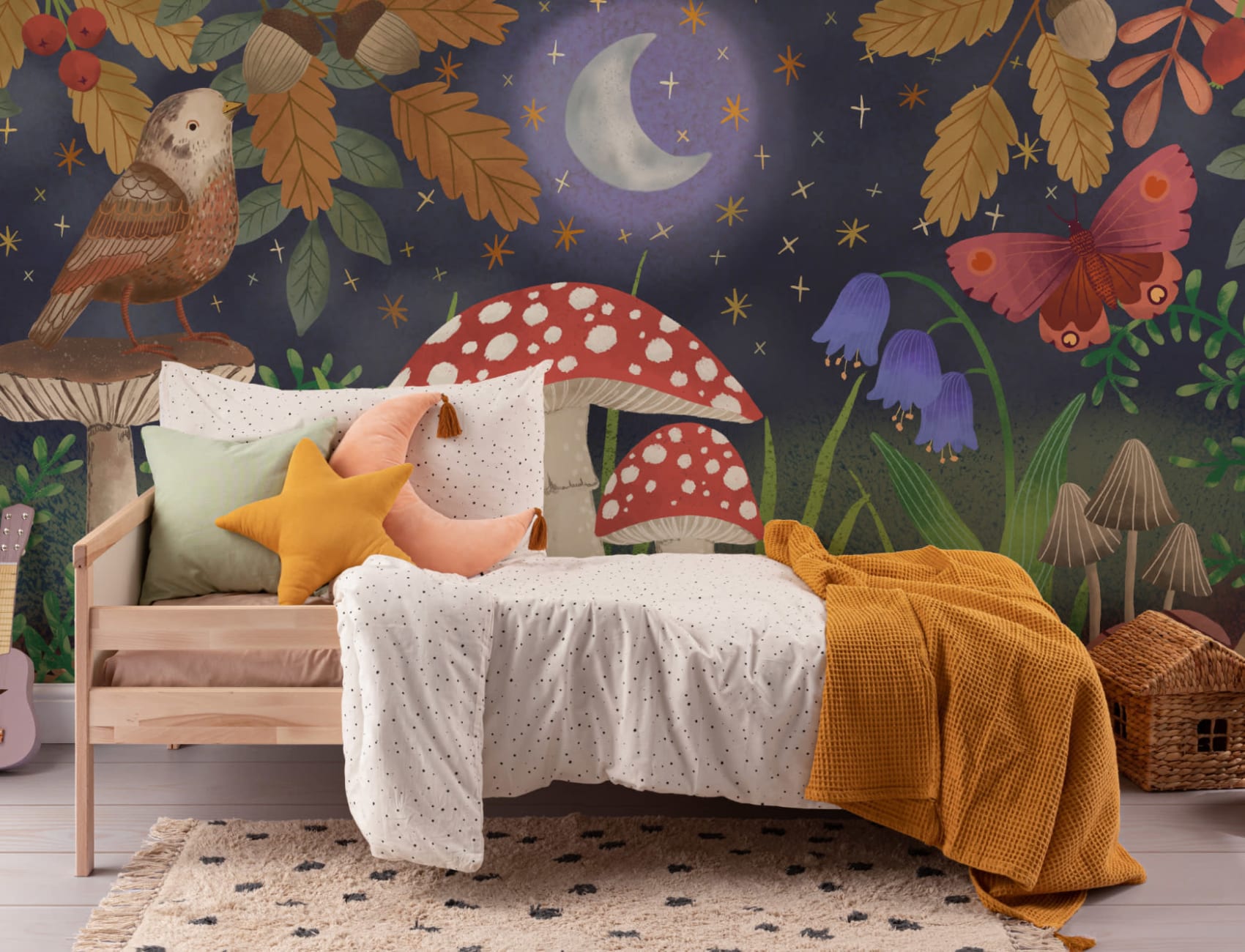 Kids Illustrated Night Garden Mural