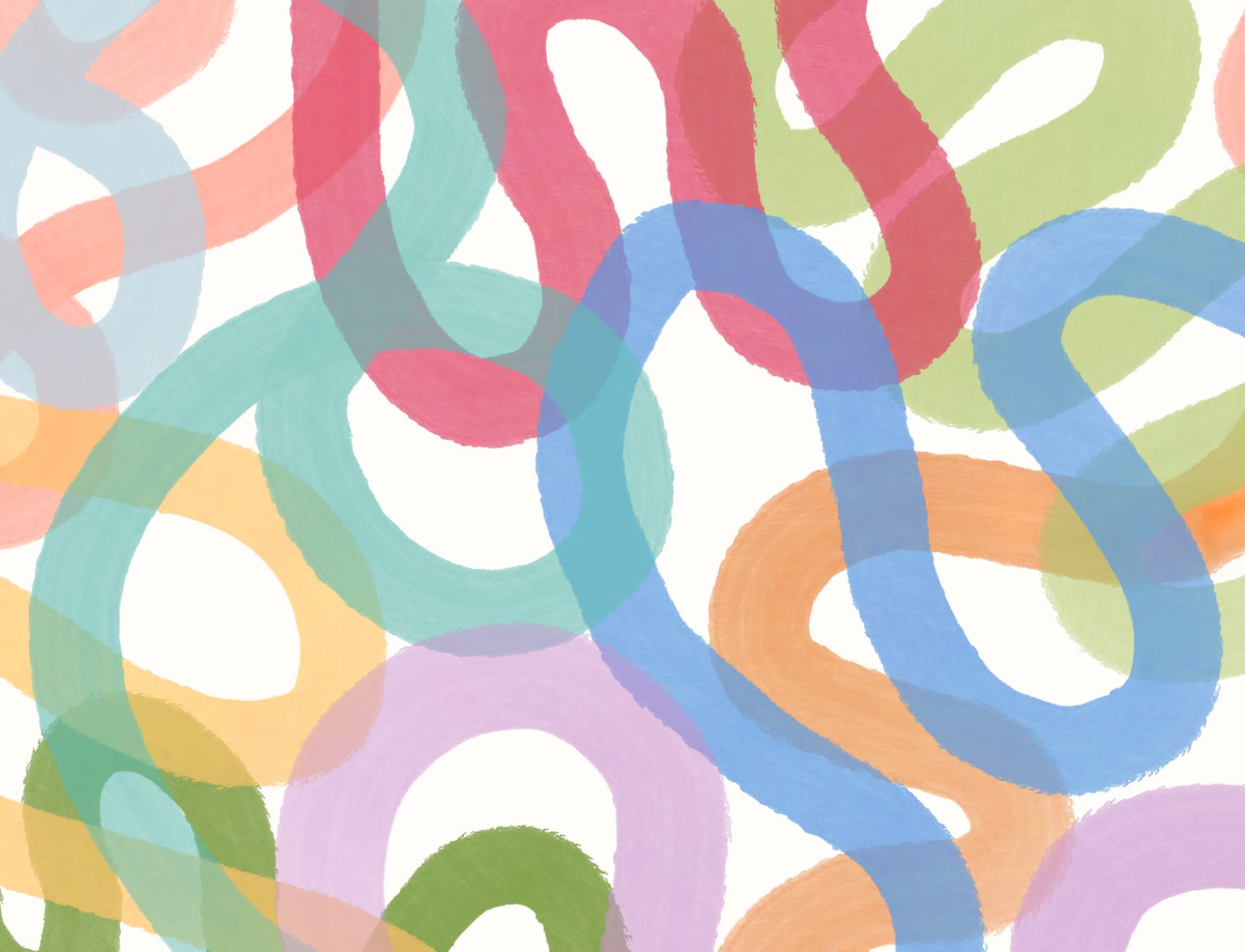 Mural de parede "Swirling Squiggles" multicolorido
