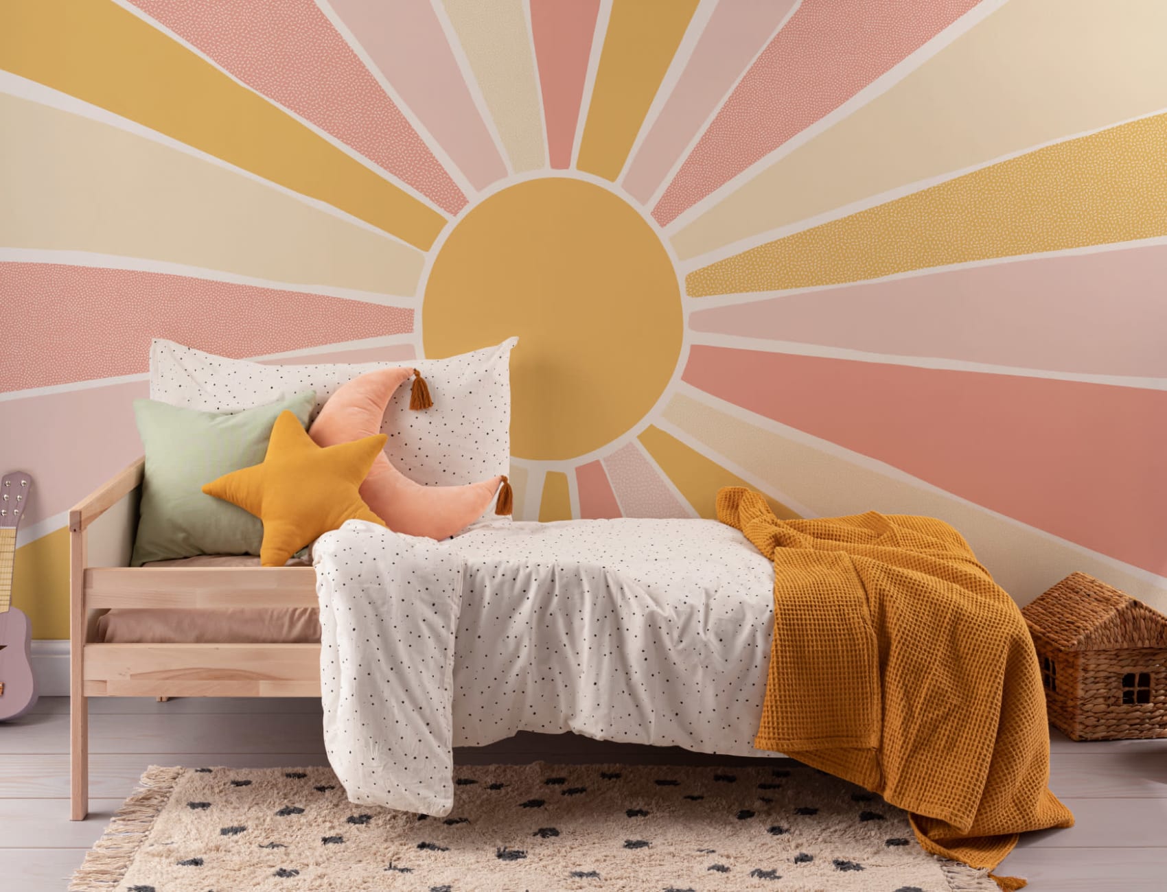Mural infantil Boho Block Sunshine rosa