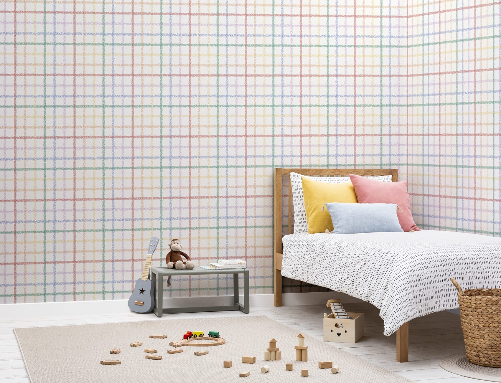 Multicolor Fun Hand Drawn Grid Wallpaper