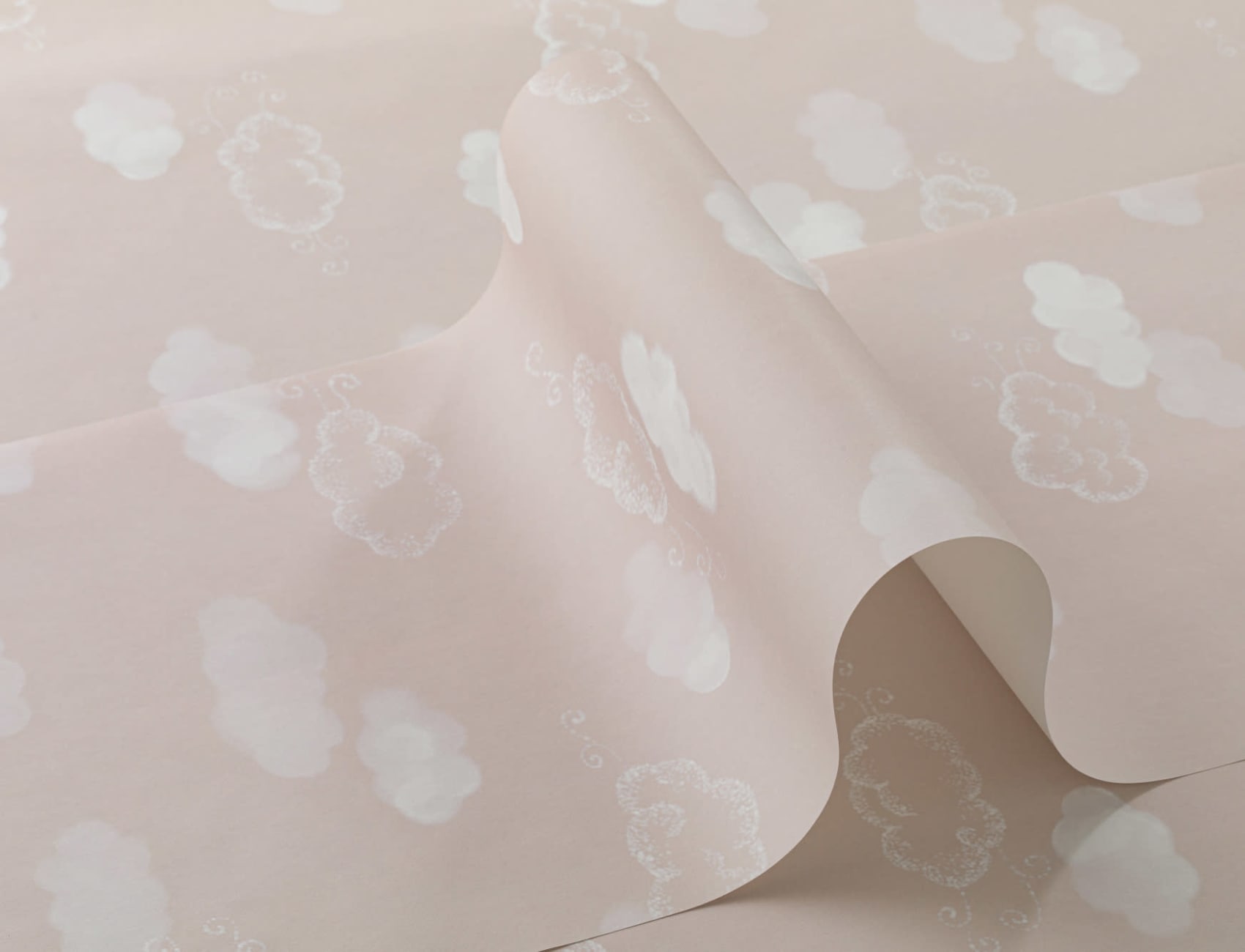 Papier peint petits nuages roses
