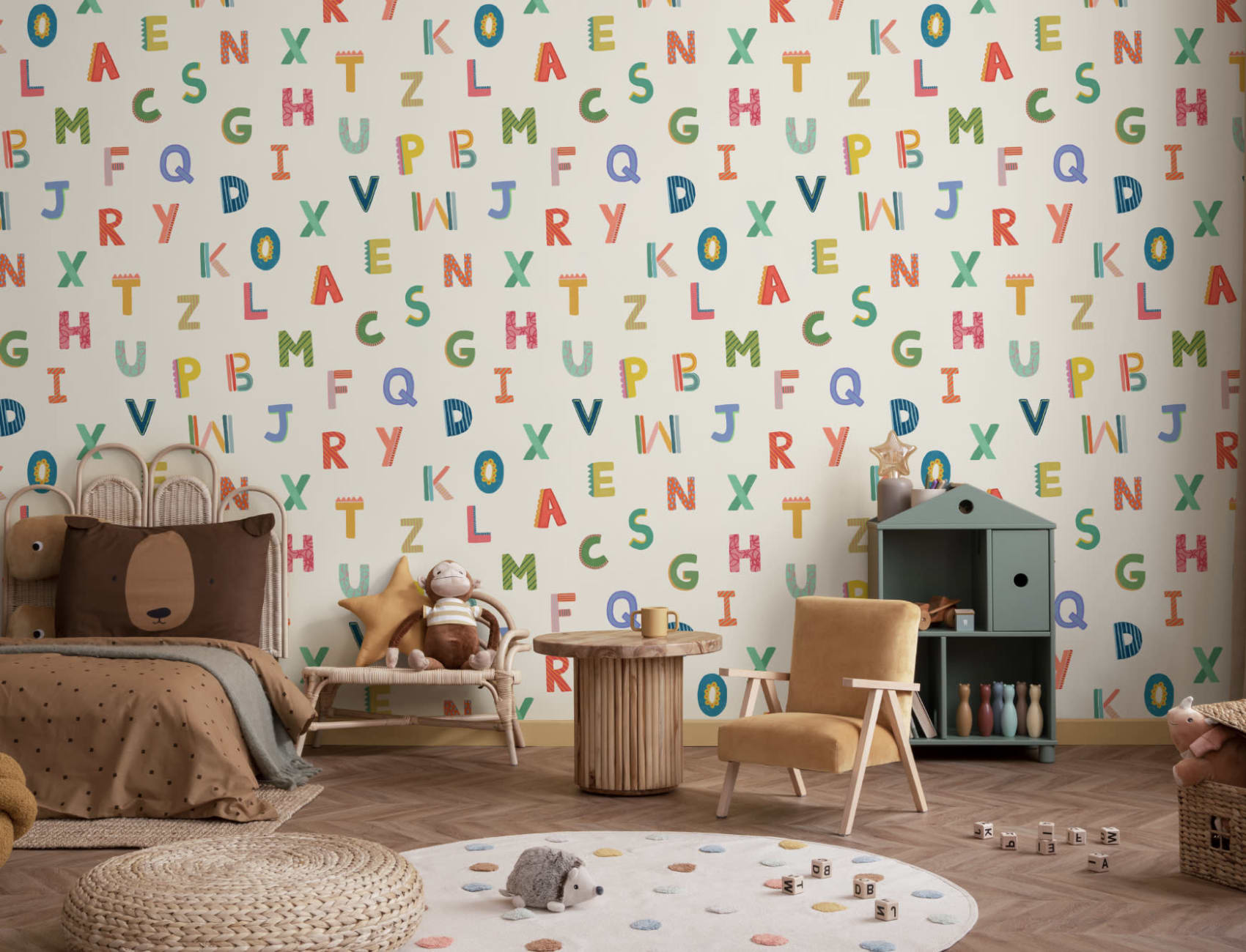 Colorful Kids Alphabet Wallpaper