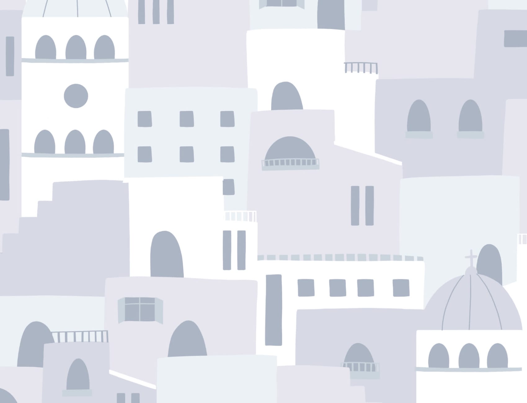 Blue Architecture House Pattern Wallpaper Mural