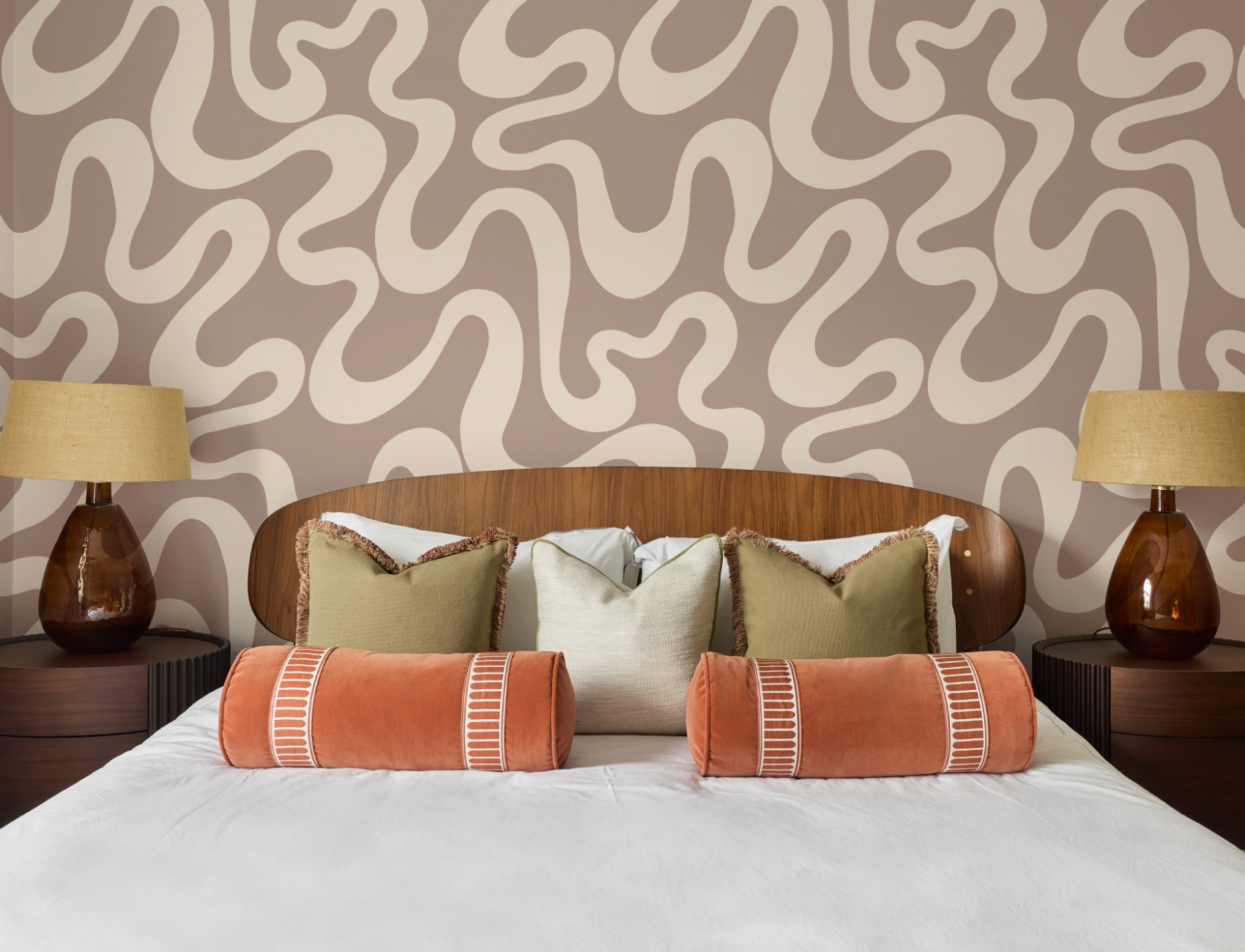 Warm Brown Swirl Abstract Pattern Wallpaper