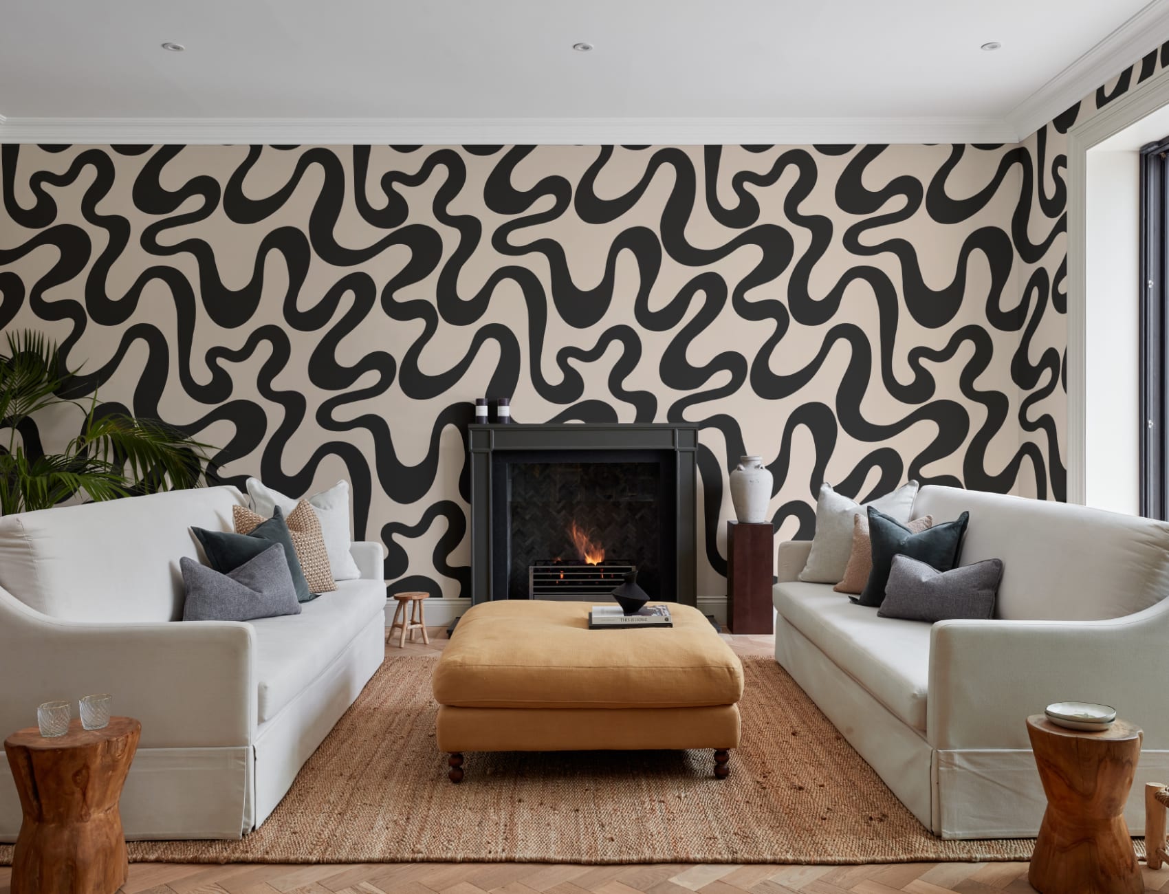 Vet Zwart Abstract Patroon Vibe Behang
