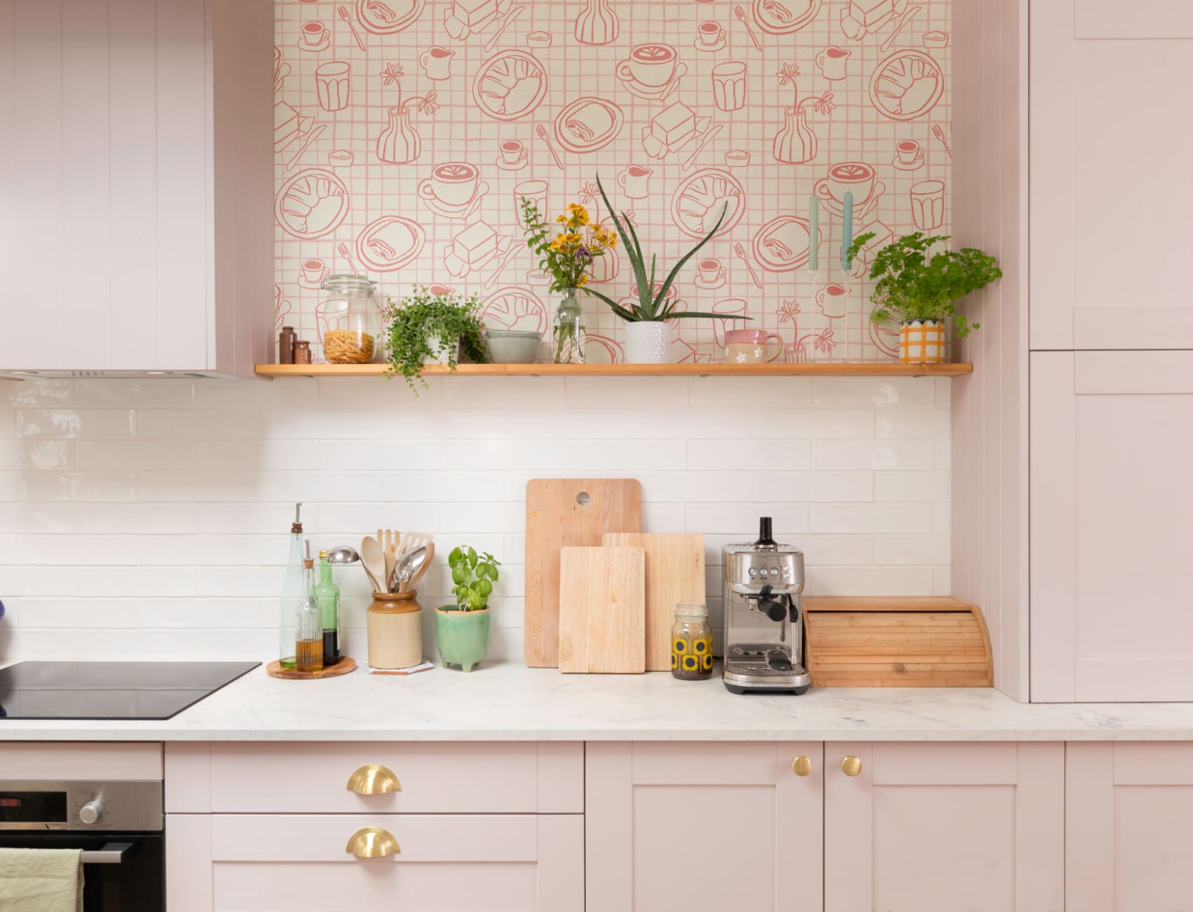 Roze Frans Ontbijt Behang