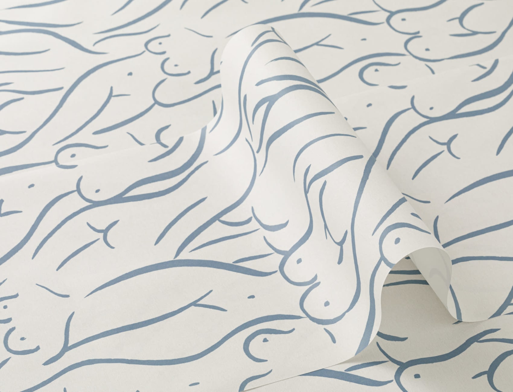 Carta da parati pattern di donna nuda in azzurro