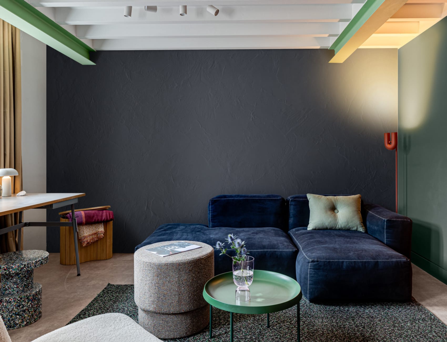 Modern Plaster Effect Mural in Navy