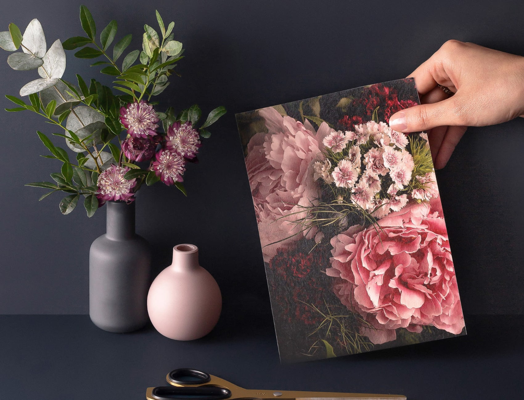 Pink Photographic Oversized Dark Moody Floral Wallpaper Mural