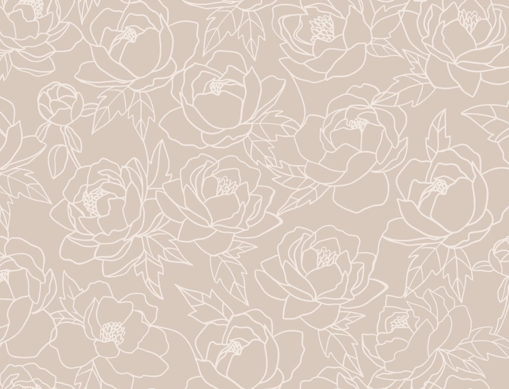 Neutral Line Drawing Floral Pattern Wallpaper Mural