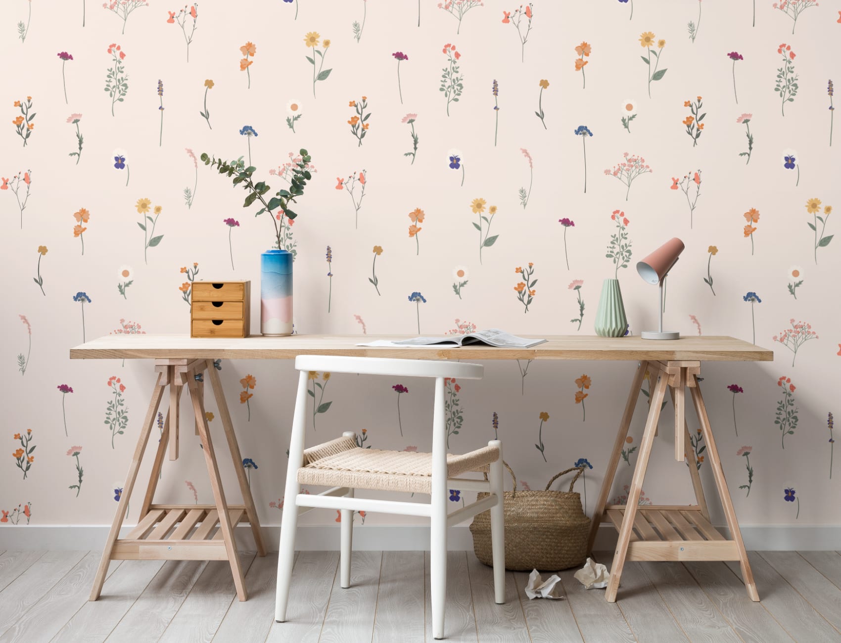 Pressed Flower Repeat Pattern Wallpaper