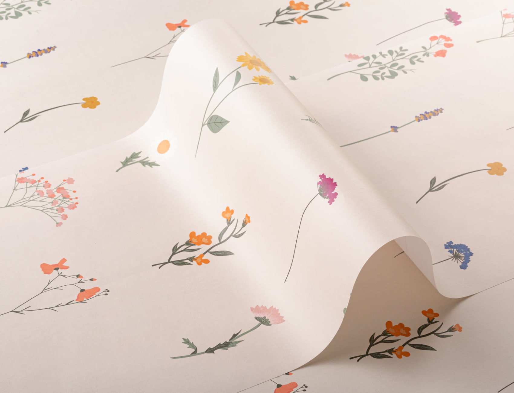 Pressed Flower Repeat Pattern Wallpaper
