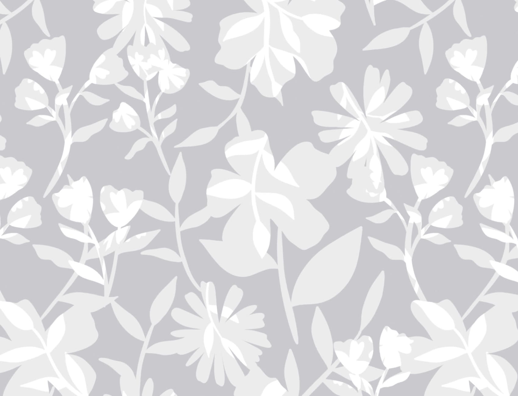 Gray Tones Floral Repeat Pattern Wallpaper