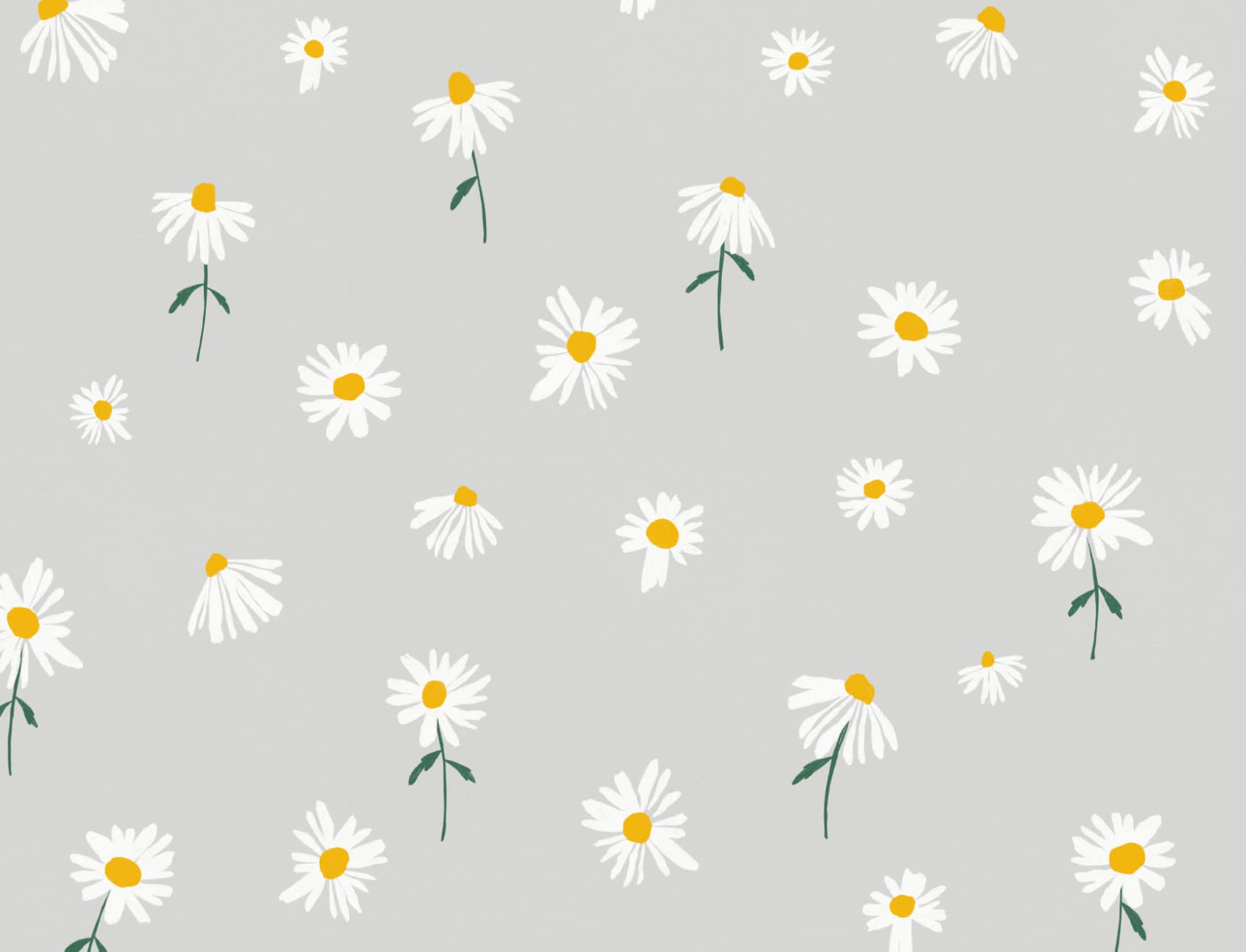 Ljusgrå målad Daisy Repeat Pattern Wallpaper