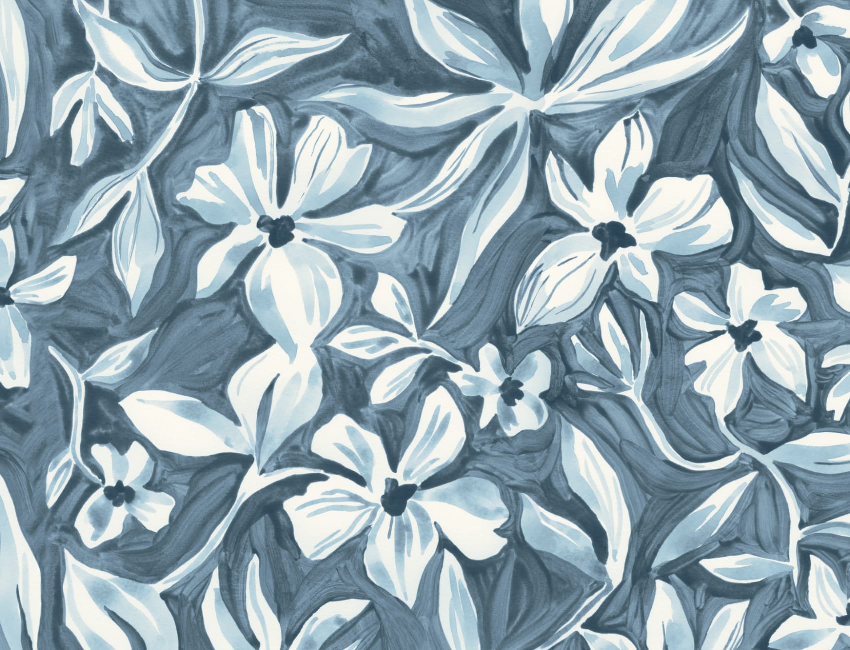 Blå elegant botanisk design mural-tapeter