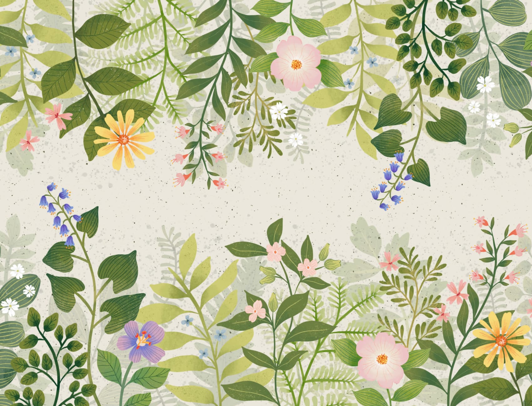 Bright Floral Garden Landscape Wallpaper Mural