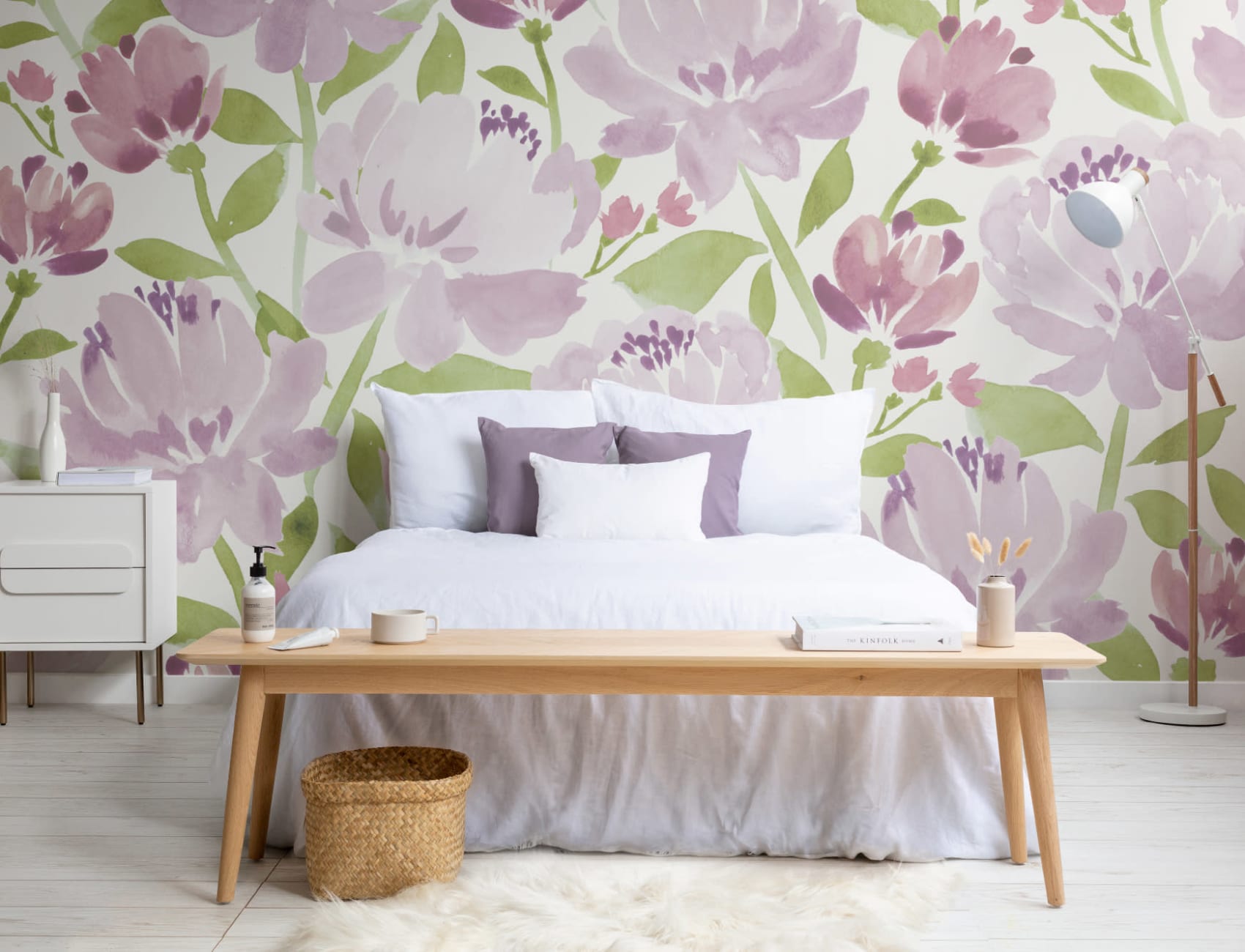 Lila akvarell Peonies fototapet