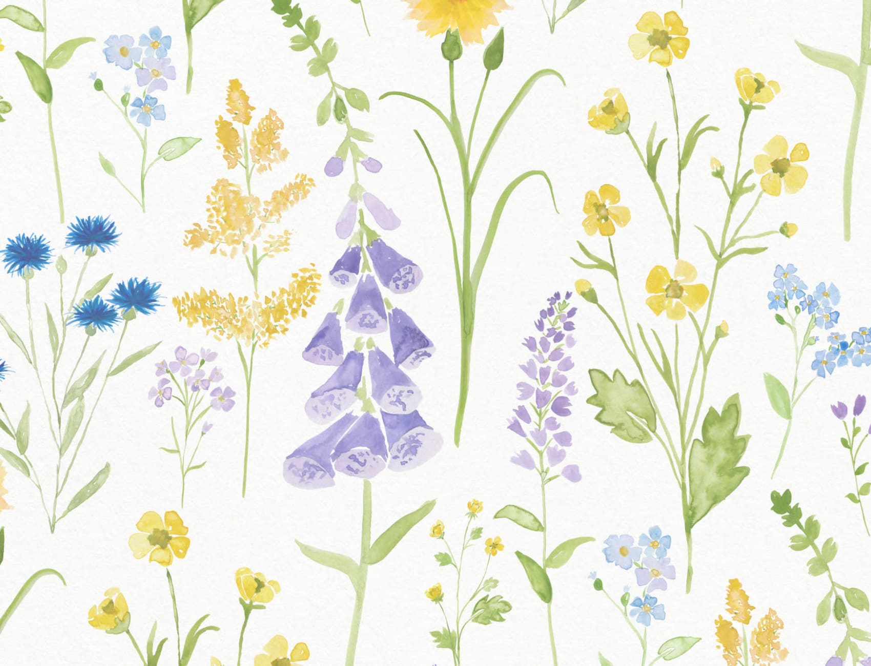 Foxglove & Forget Me Not Flower Garden Wallpaper Mural