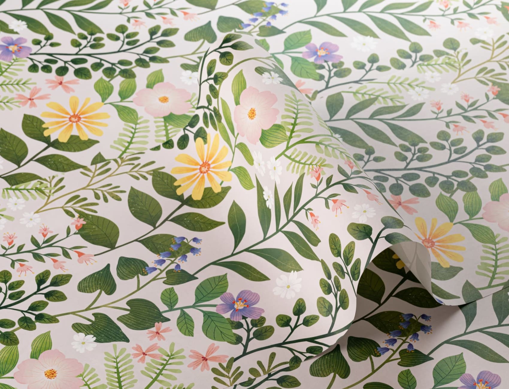 Papel de parede com padrão de repetição de jardim floral brilhante