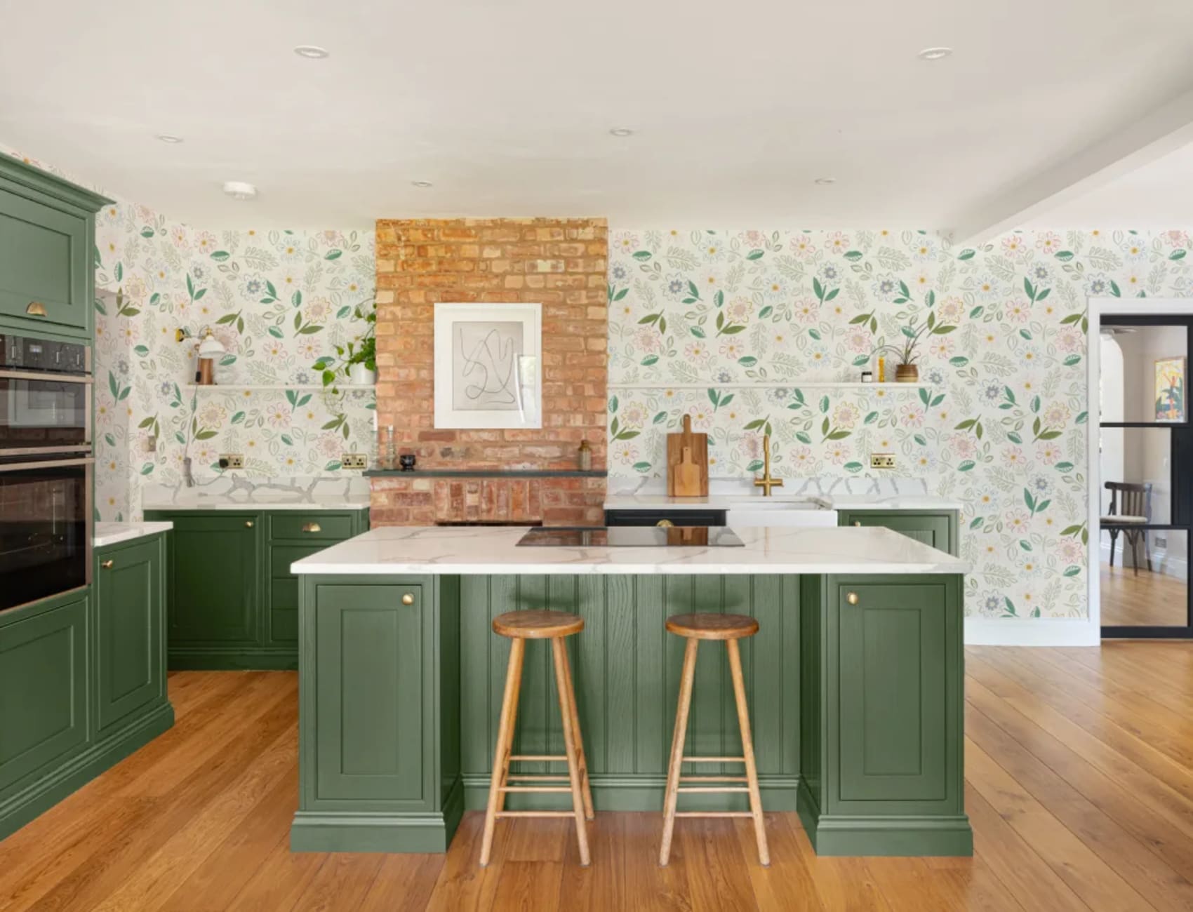 Pastel Floral Block Print Wallpaper