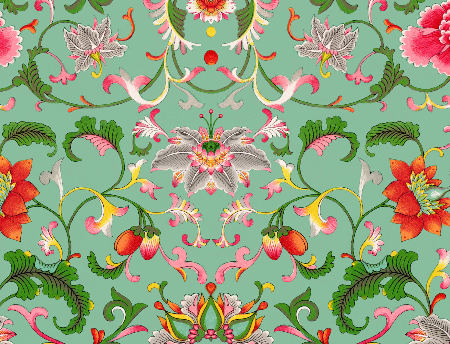 Carta da parati chinoiserie di Owen Jones in verde