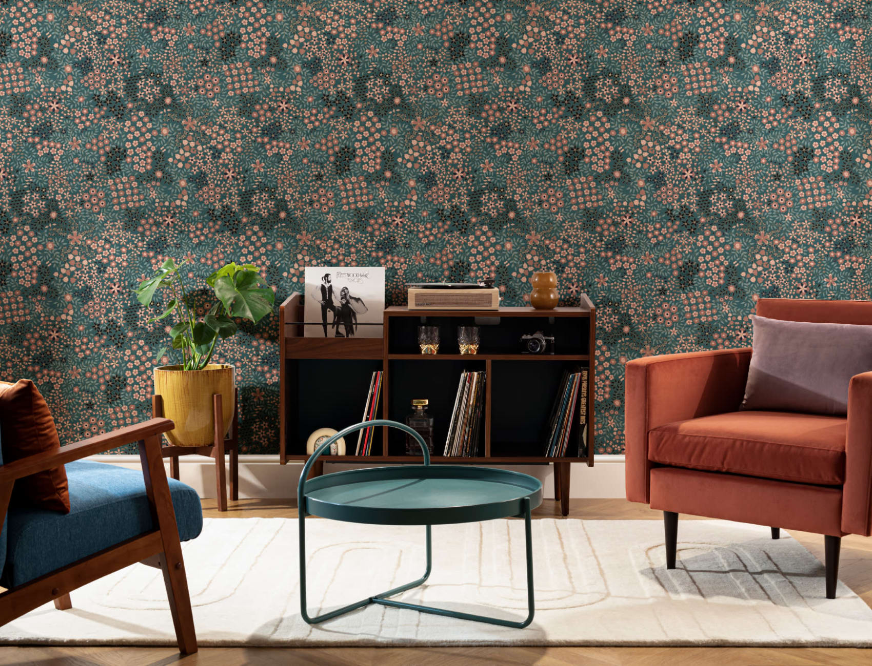 G.A. Audsley’s 1884 Japanese Floral Print Repeat Pattern Wallpaper