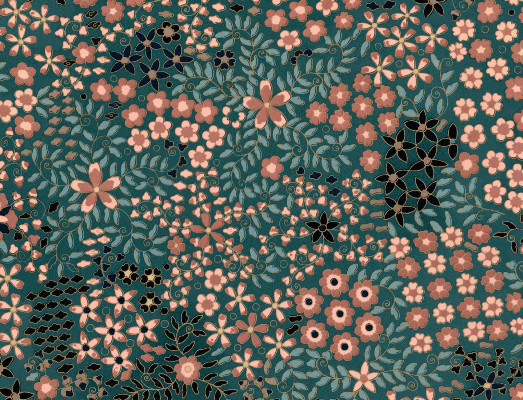 G.A. Audsley’s 1884 Japanese Floral Print Repeat Pattern Wallpaper