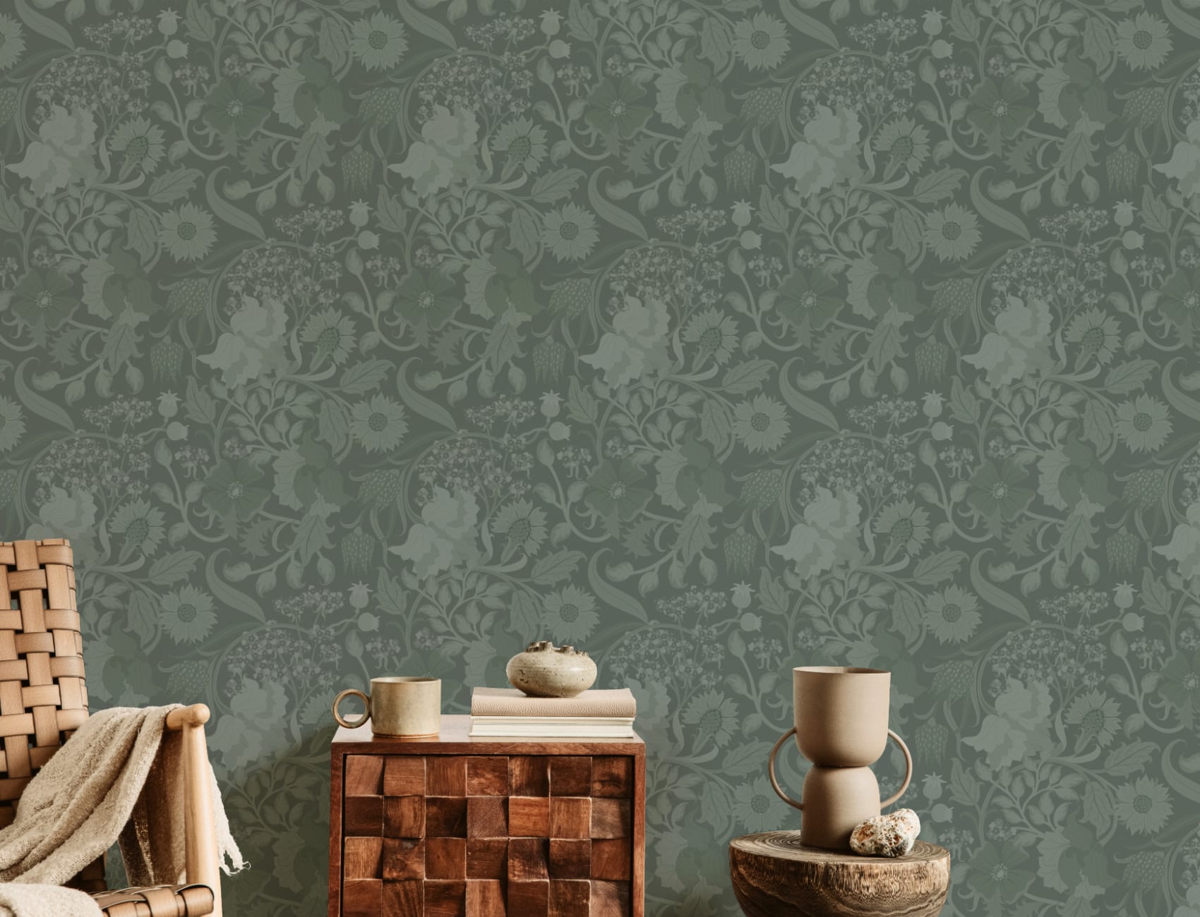 Emerald Heritage Thistle Floral Wallpaper