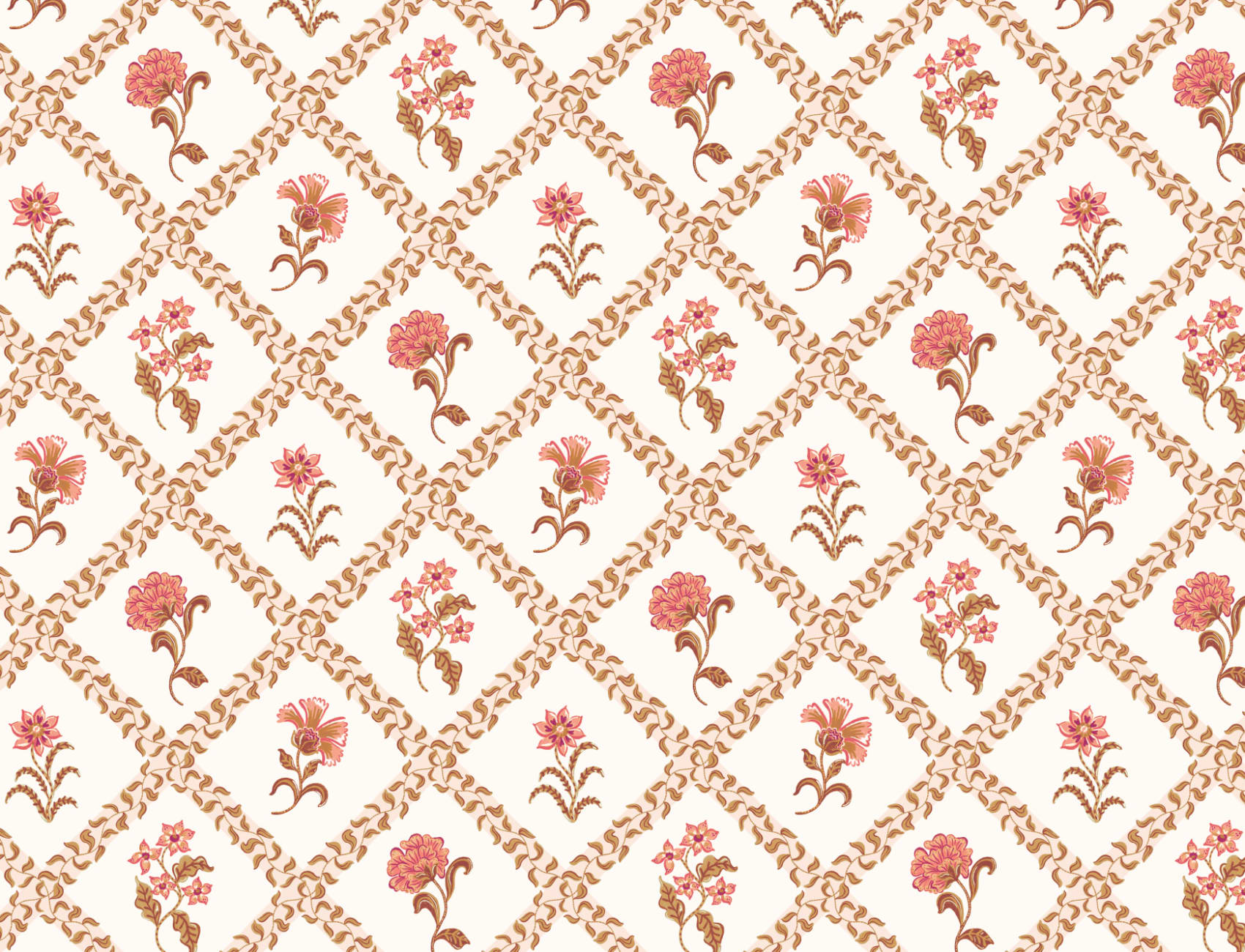 Papier peint panoramique botanique imprimé en bloc rose