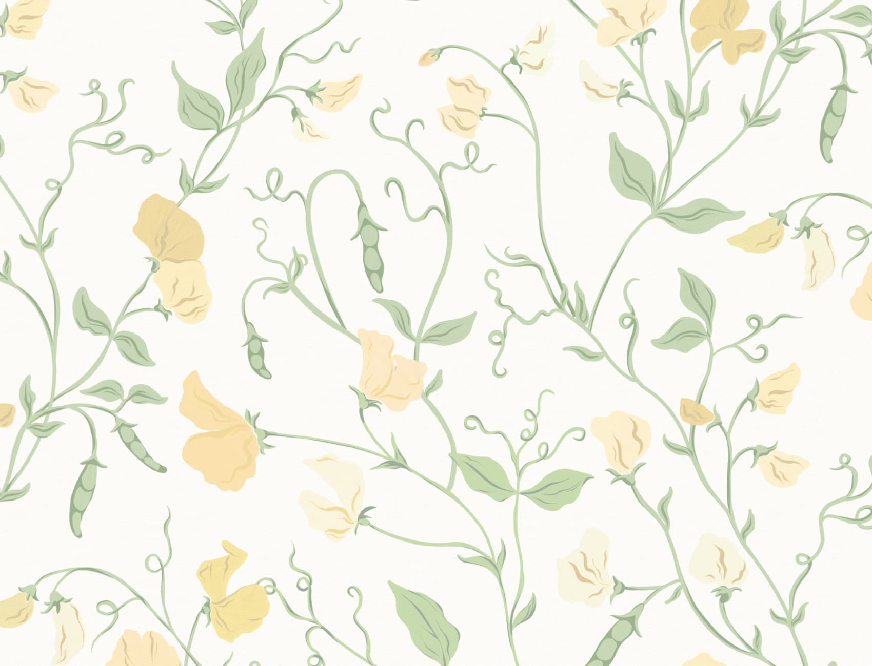 Gul Sweet Pea Floral & Vines Mural-tapeter