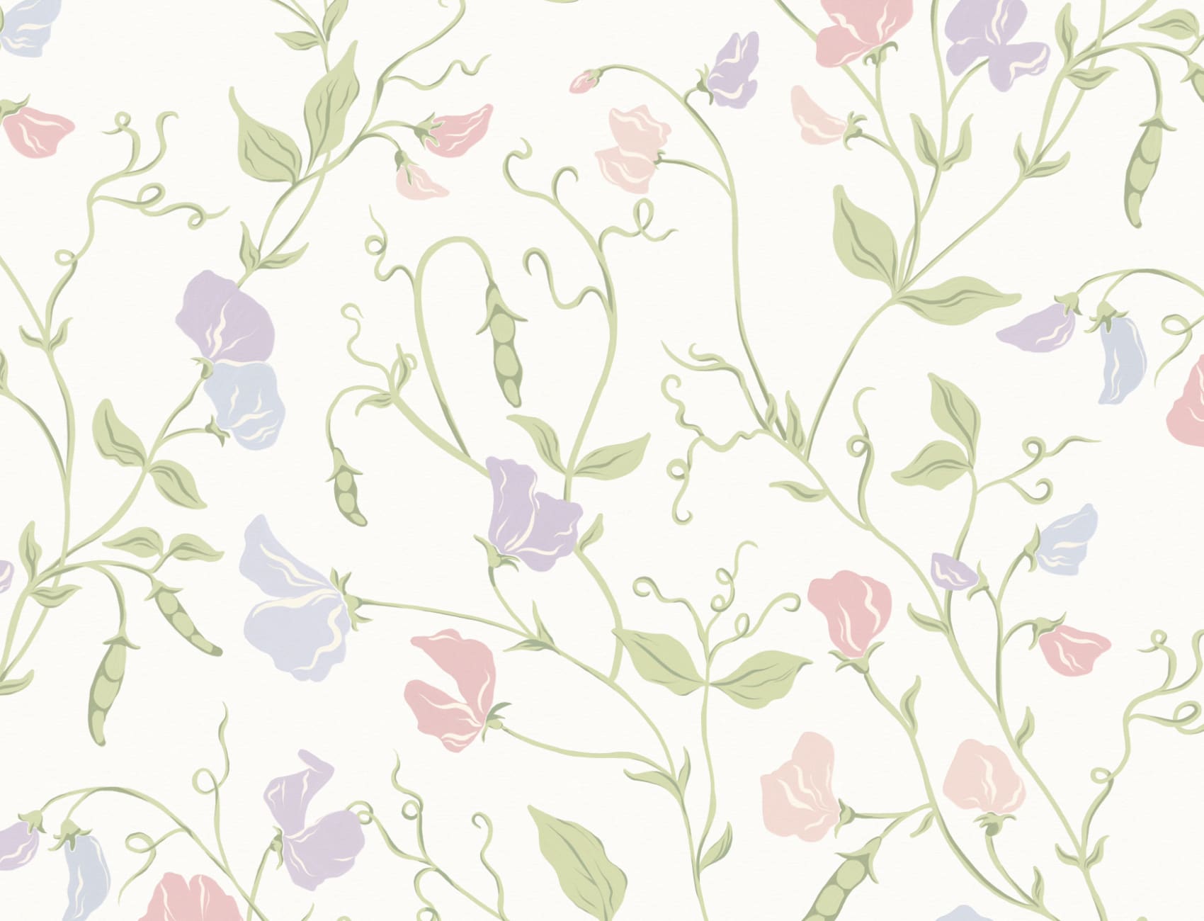 Multi Sweet Pea Floral & Vines Mural