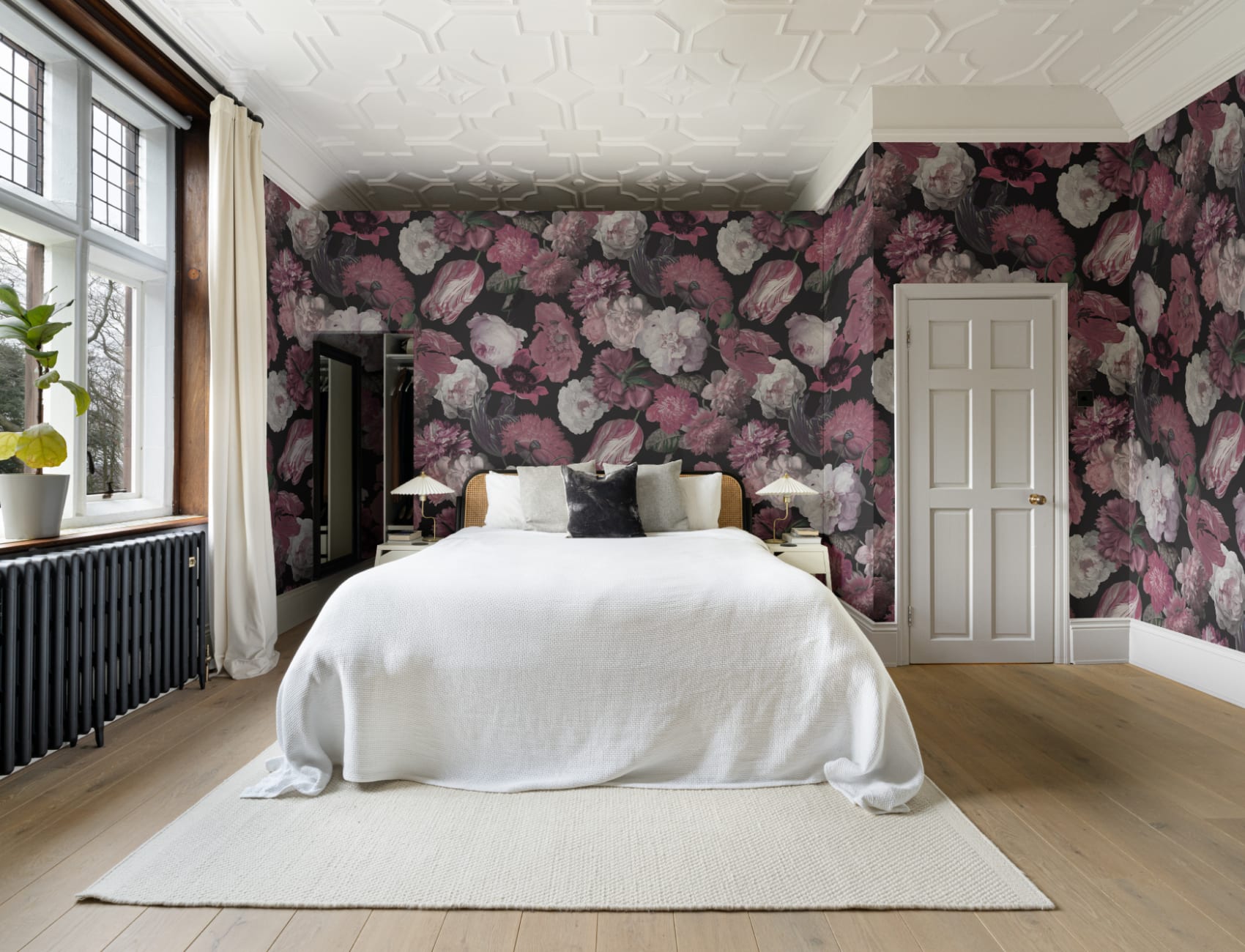 Purple Painted Large Scale Floral Mural