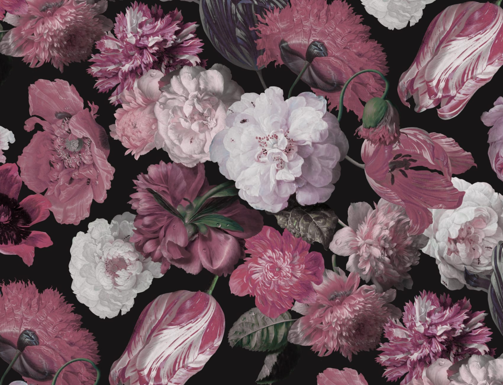 Purple Painted Large Scale Floral Mural